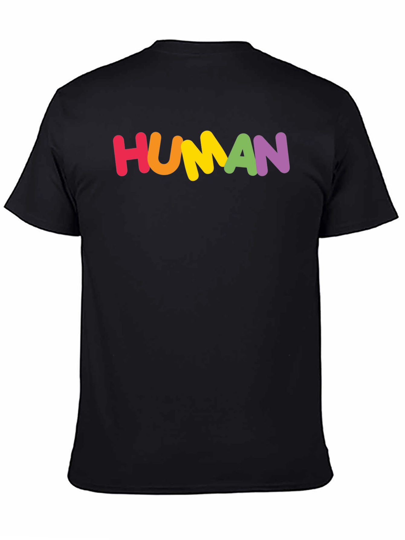 Black Rainbow HUMAN Graphic Tee - Black Cotton Blend Shirt view 4