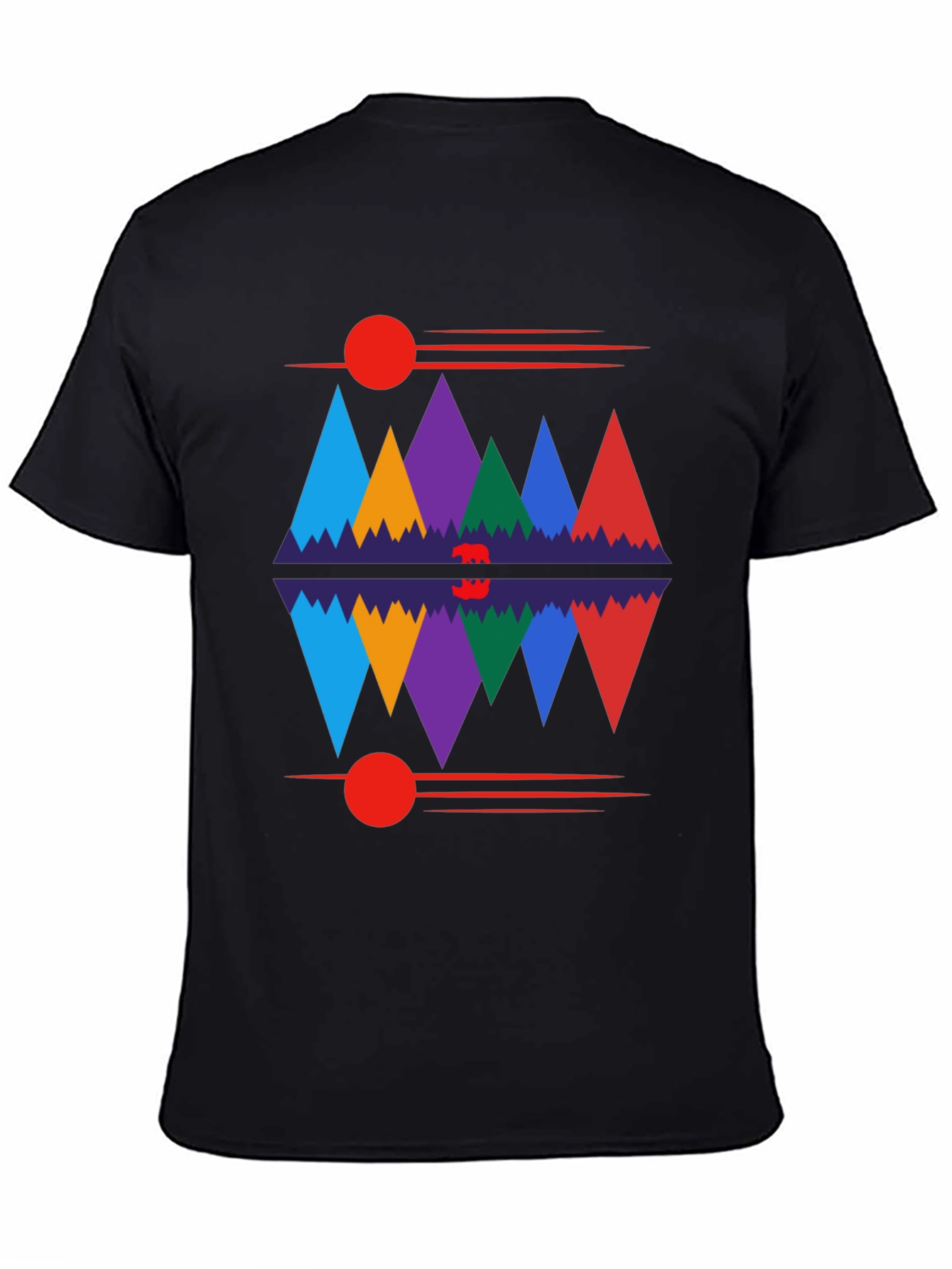 Black Geometric Mountain Range Graphic Tee view 4