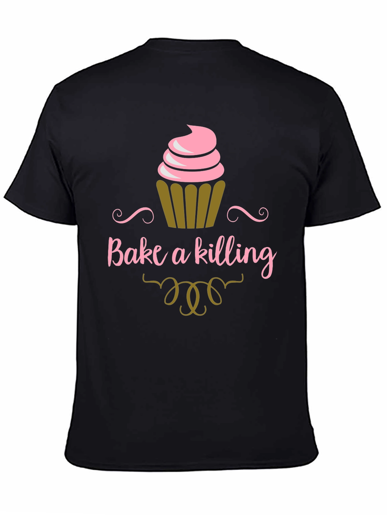 Black Bake a Killing T-Shirt - Funny Cupcake Tee view 4