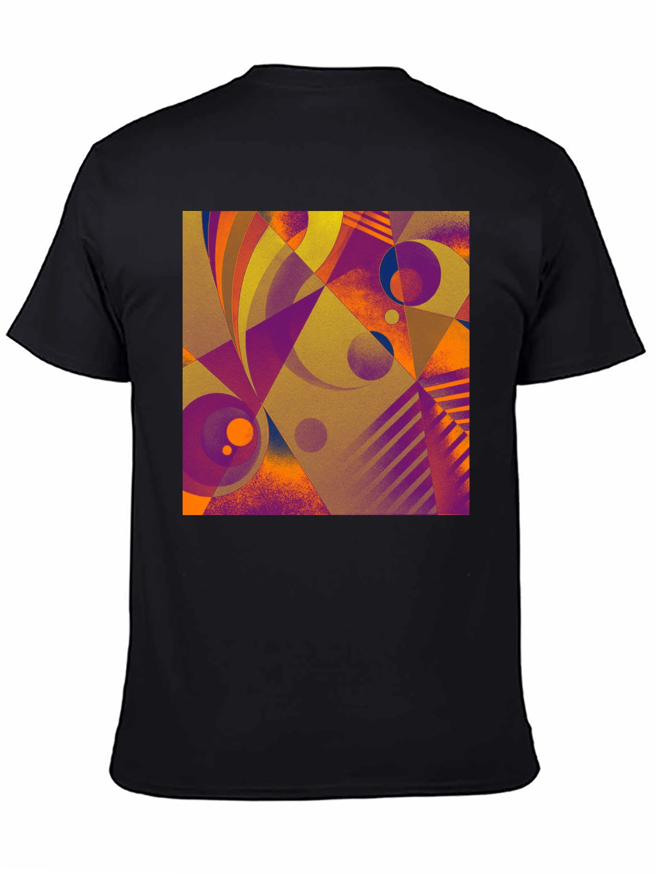 Black Abstract Geometric Print T-Shirt view 4