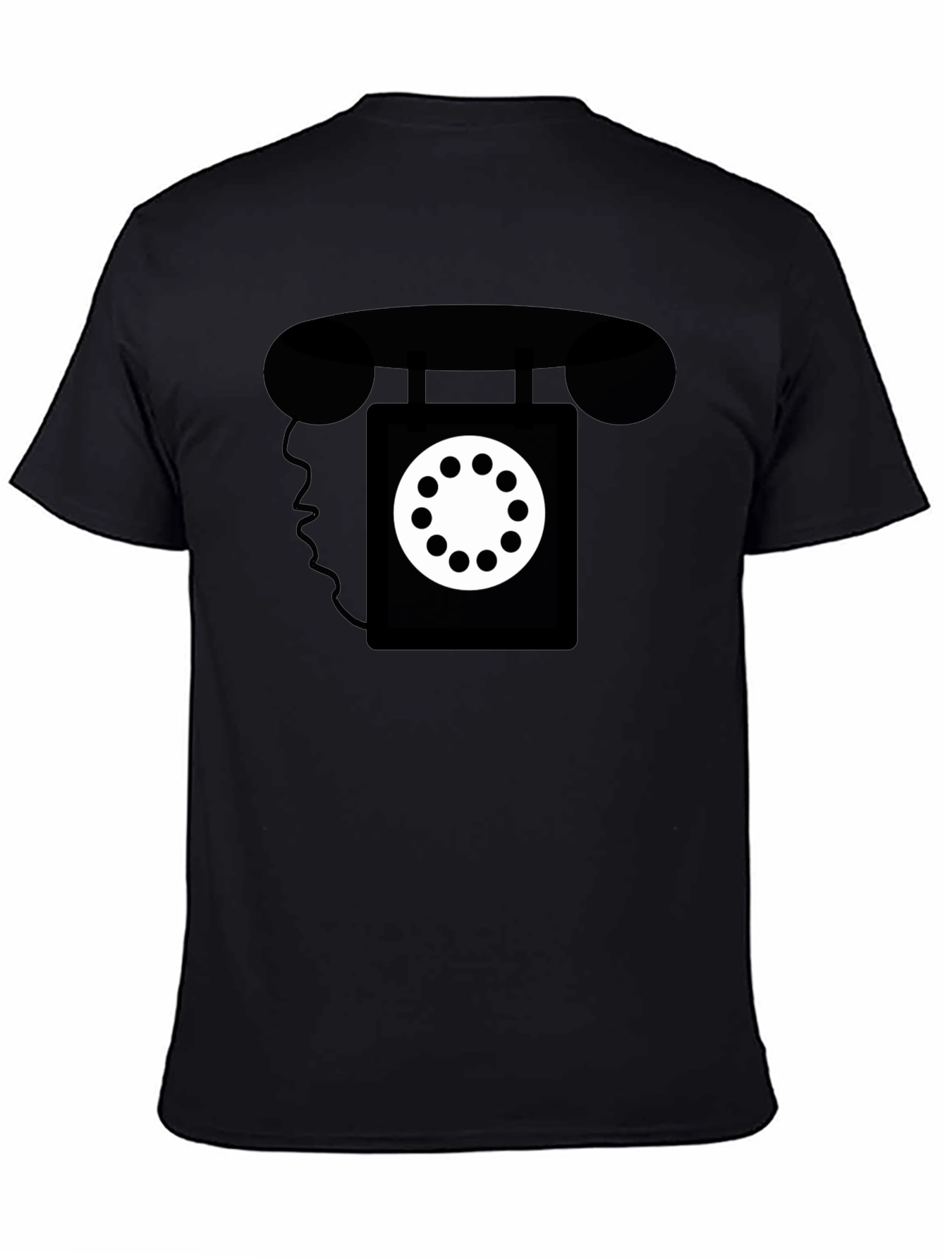 Black Retro Rotary Phone Graphic Tee - Classic Style view 4