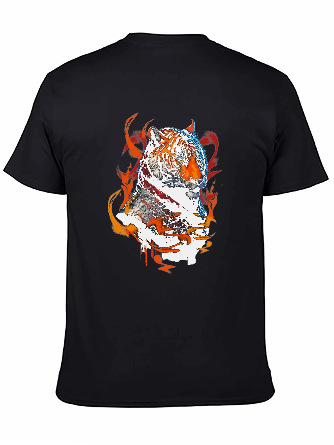 Black Fiery Tiger Graphic Tee - Black view 4