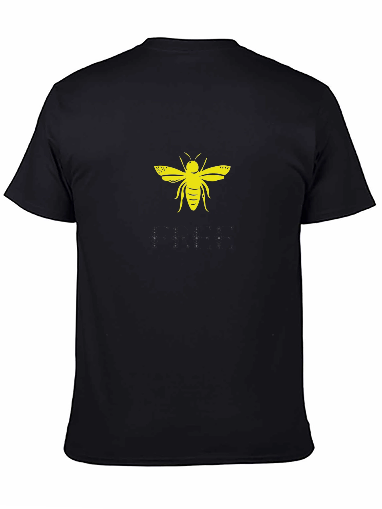 Black Black T-Shirt with Yellow Bee Graphic view 4