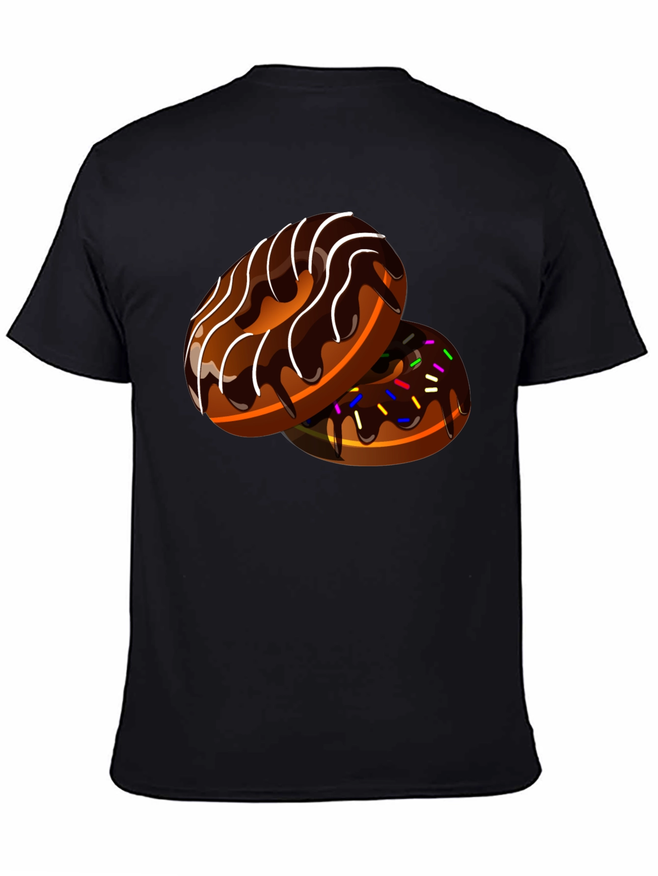 Black Donut Design Black T-Shirt view 4