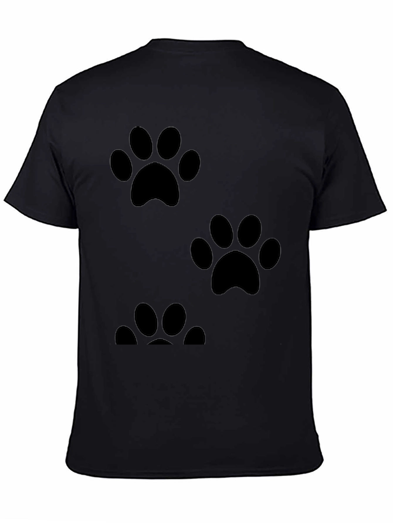 Black Paw Print Graphic Tee - Casual Black T-Shirt view 4