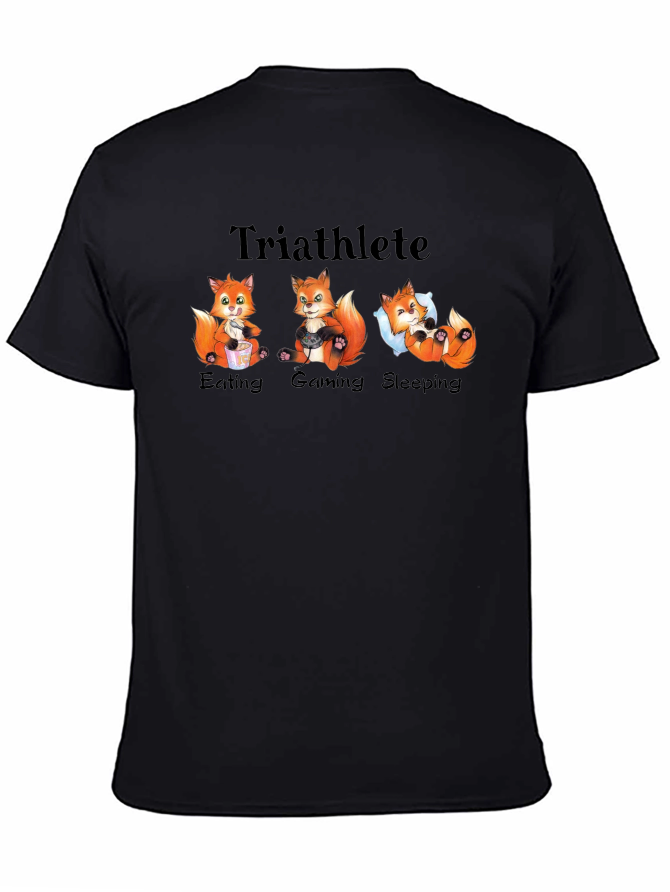 Black Triathlete Fox Graphic T-Shirt view 4