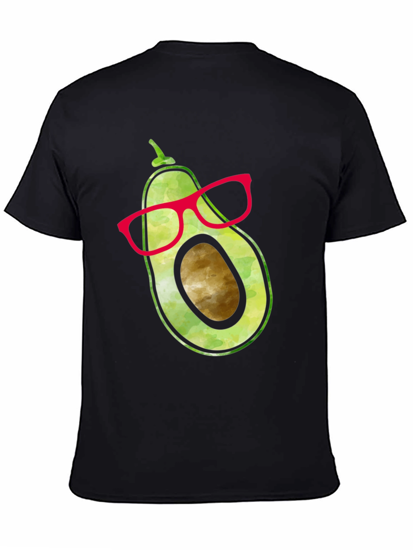 Black Cool Avocado with Glasses Graphic Tee view 4