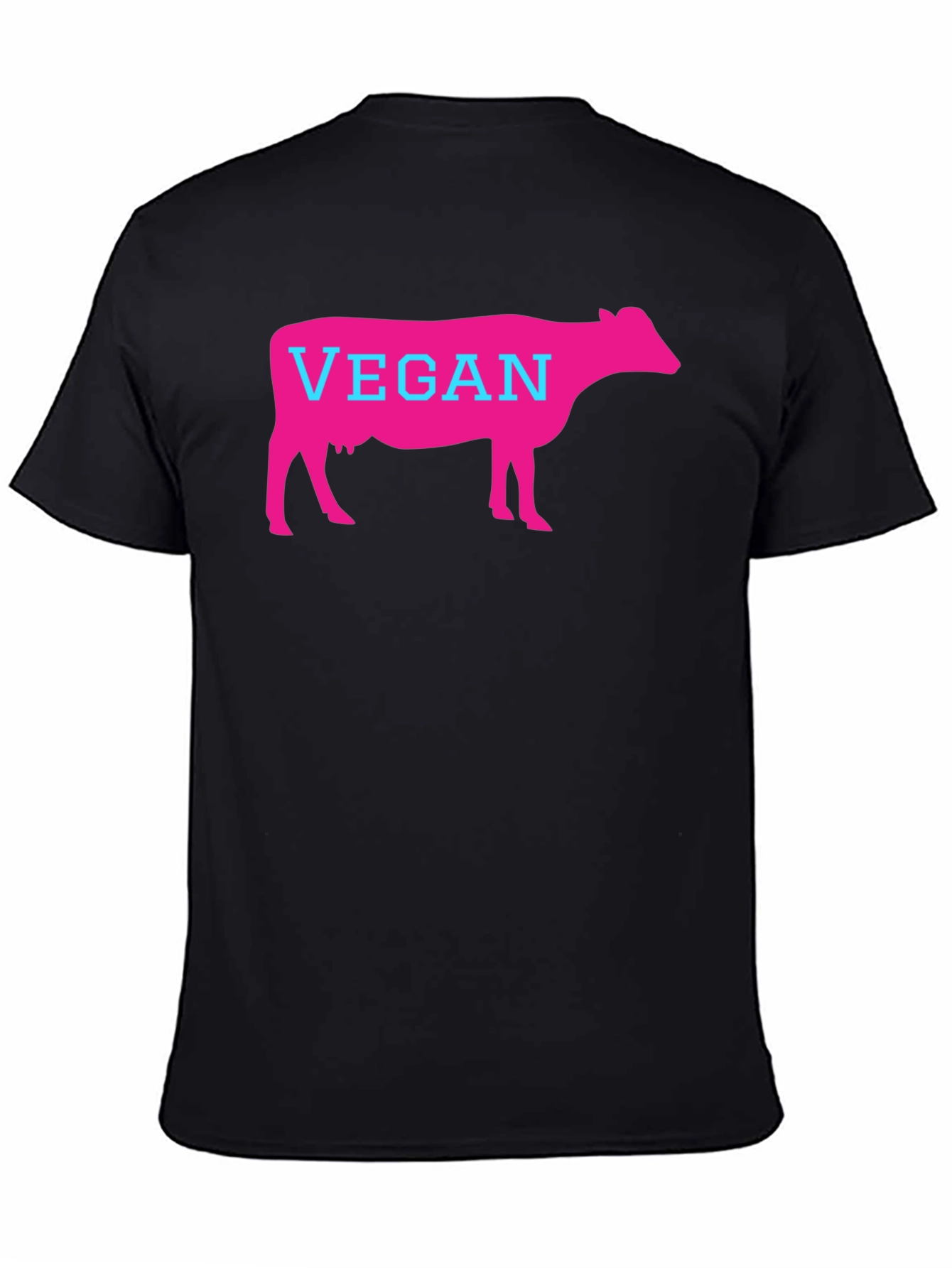 Black Vegan Cow Graphic T-Shirt - Unisex Black Tee view 4