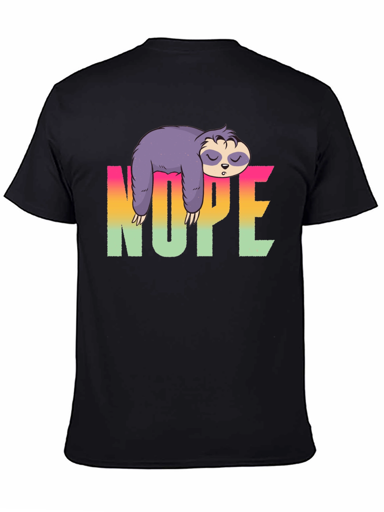 Black Nope Sloth T-Shirt - Funny Lazy Animal Tee view 4