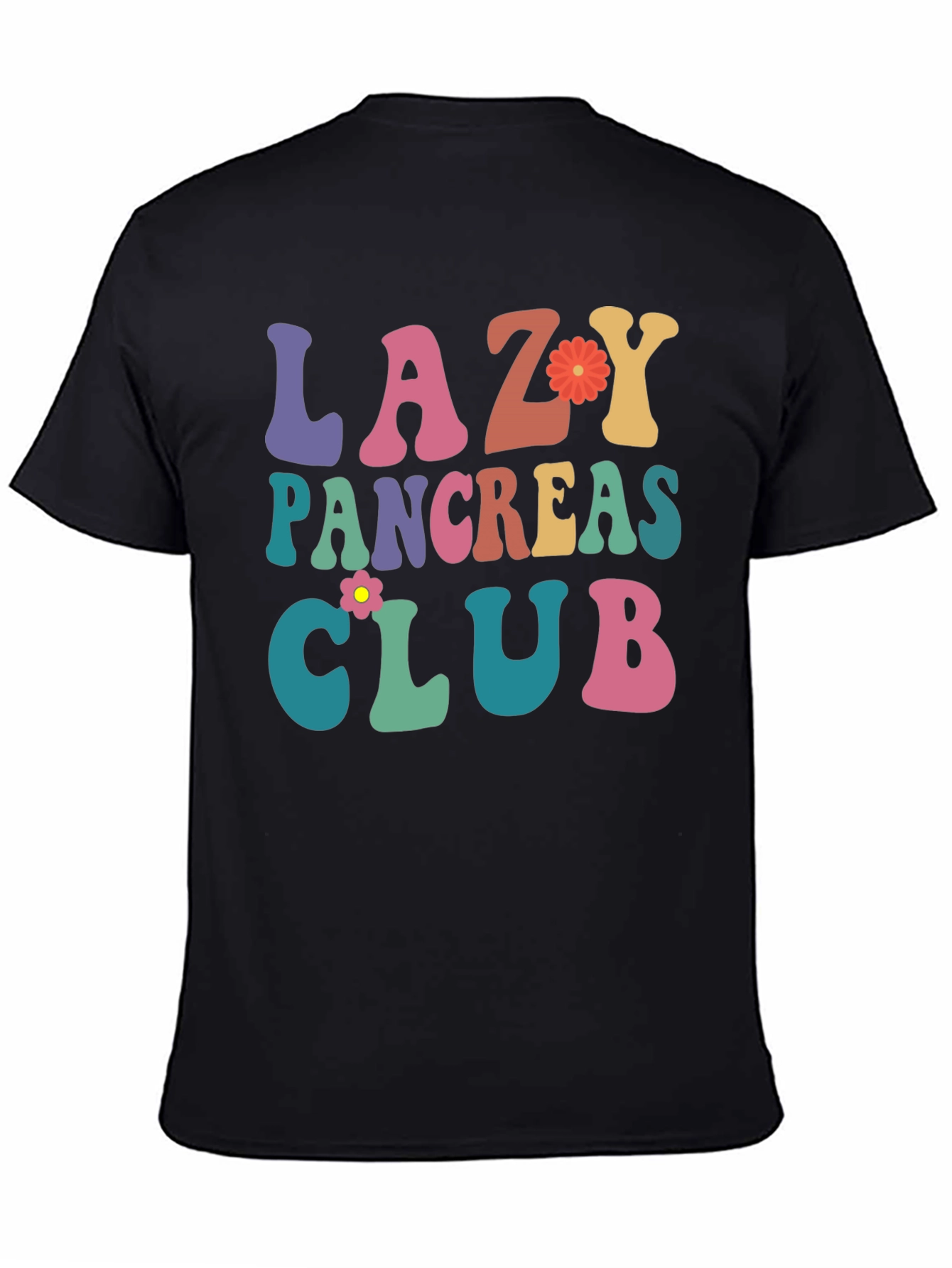Black Lazy Pancreas Club Graphic T-Shirt view 4