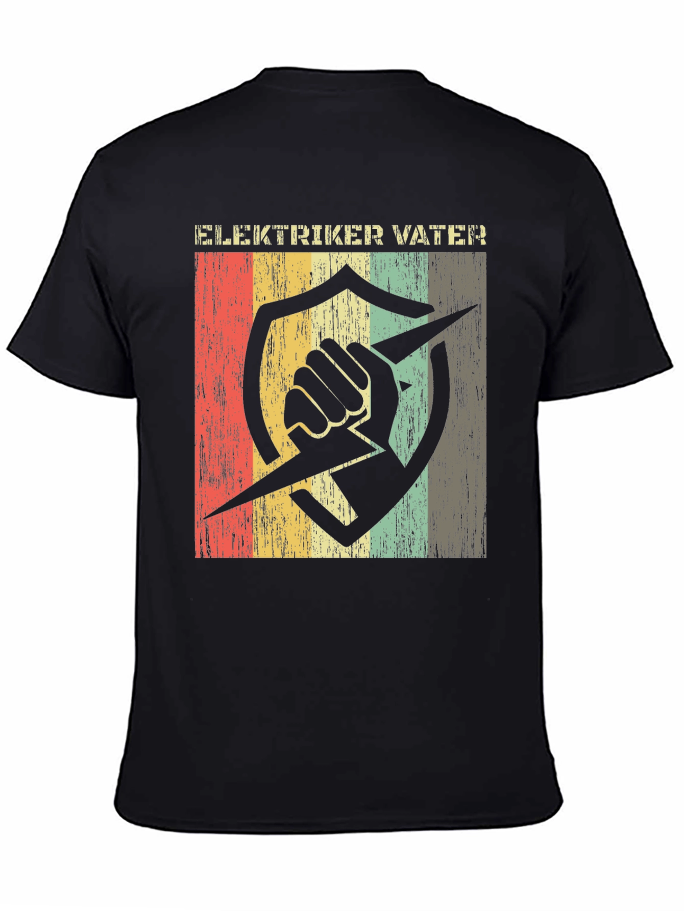Black Elektriker Vater T-Shirt - Vintage Electrician Dad Tee view 4