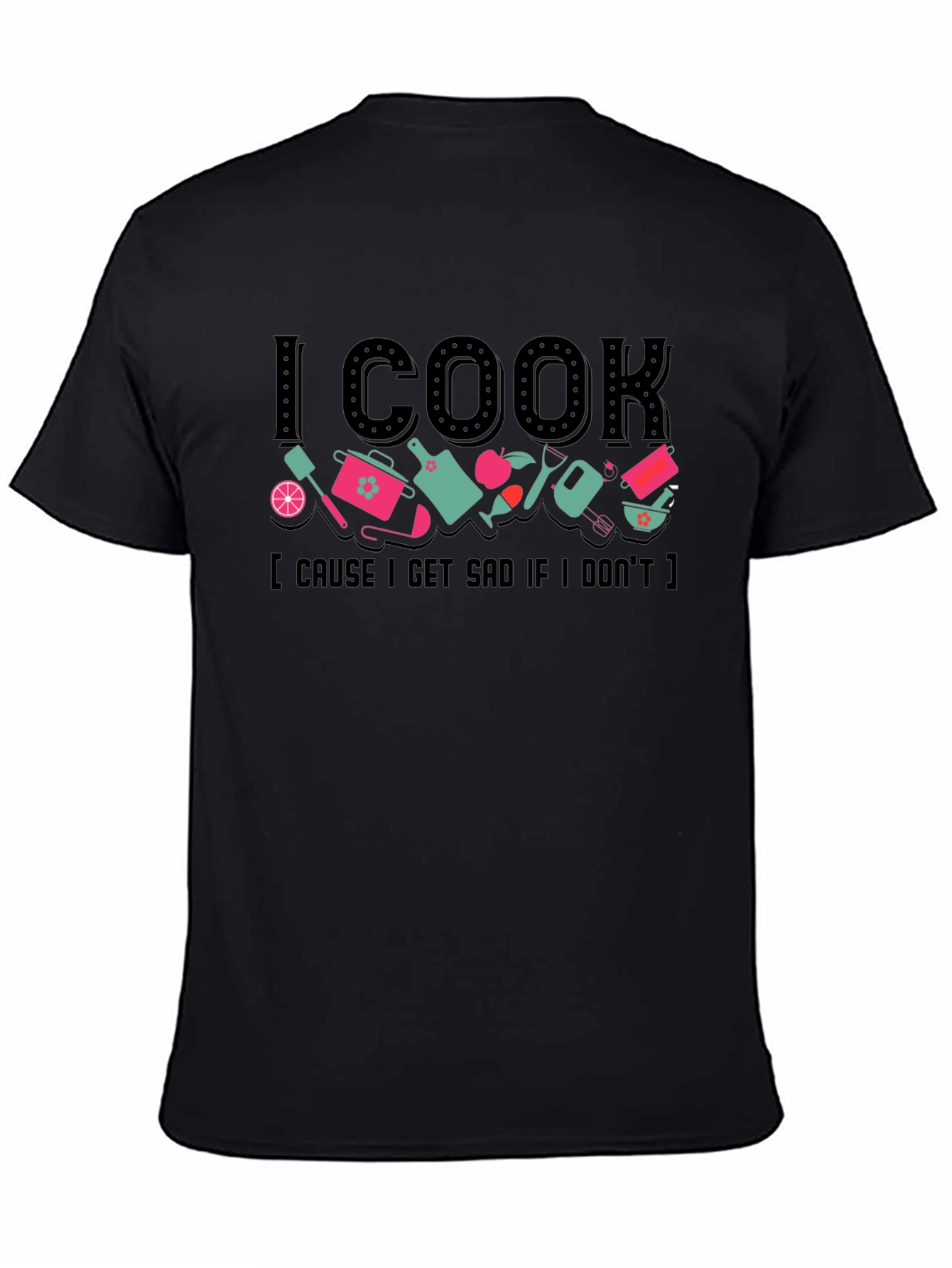 Black I Cook Graphic Tee - Chef Humor Shirt view 4