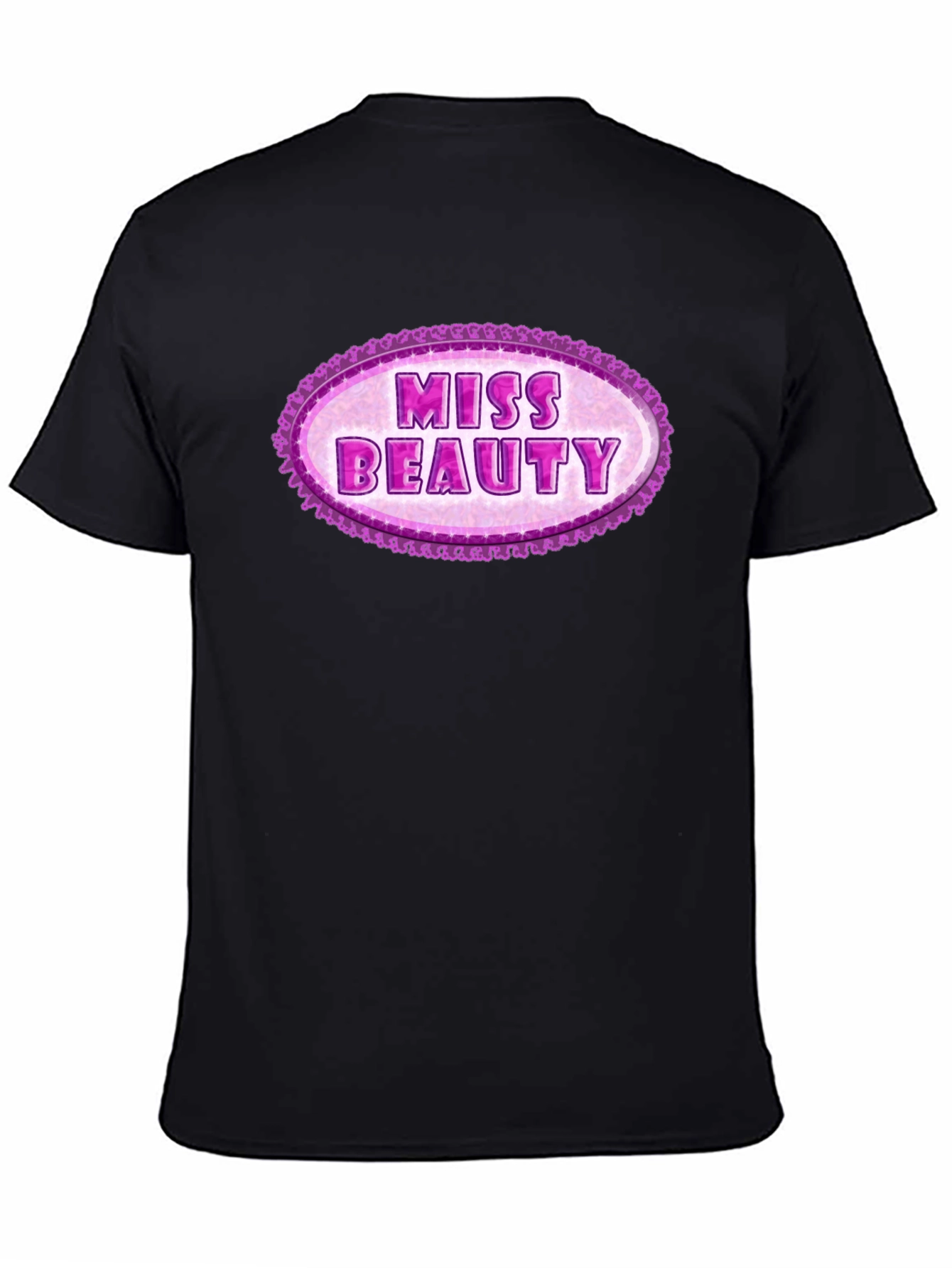 Black Miss Beauty Oval Graphic Tee - Black Cotton Blend view 4