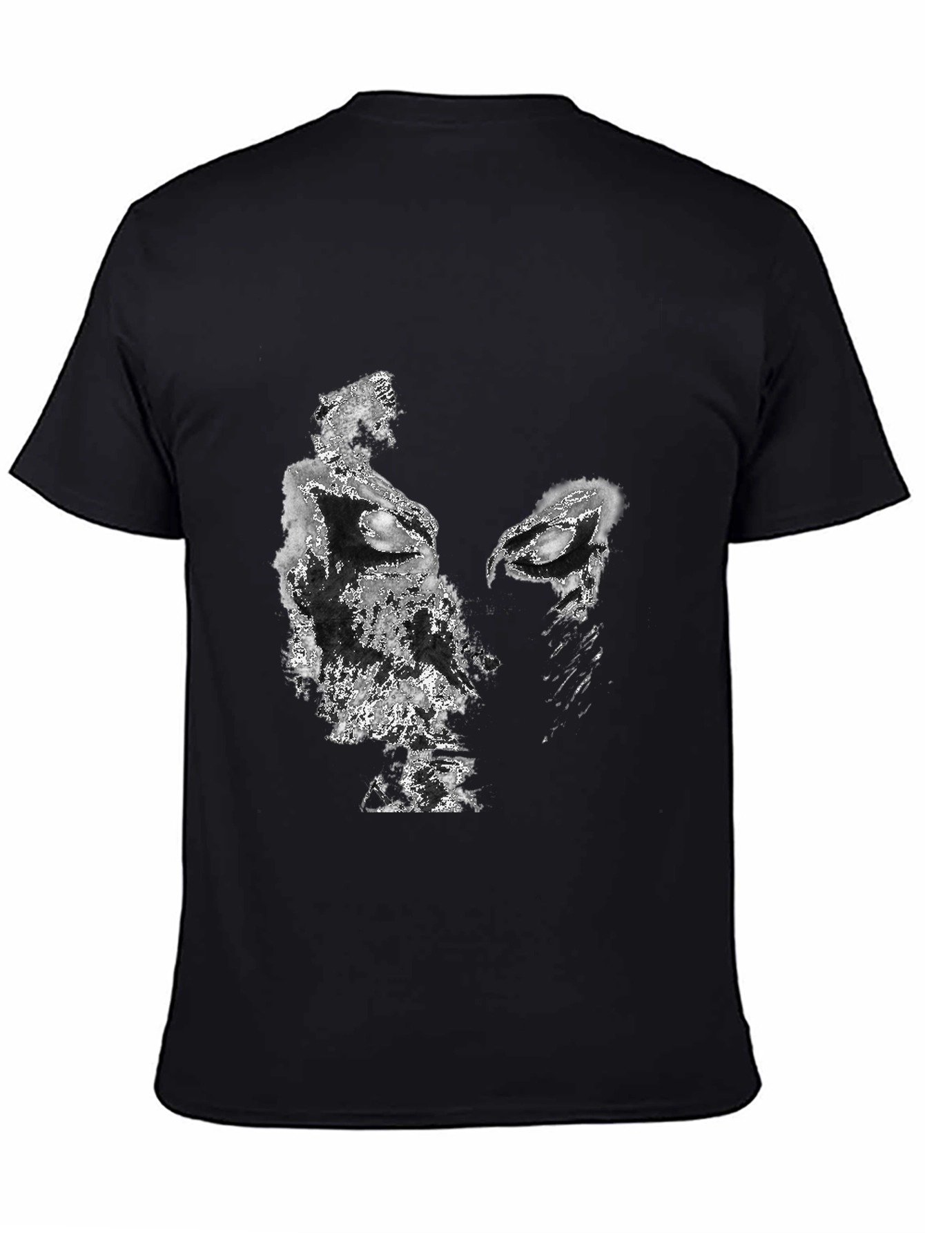 Black Abstract Face Graphic Black T-Shirt view 4