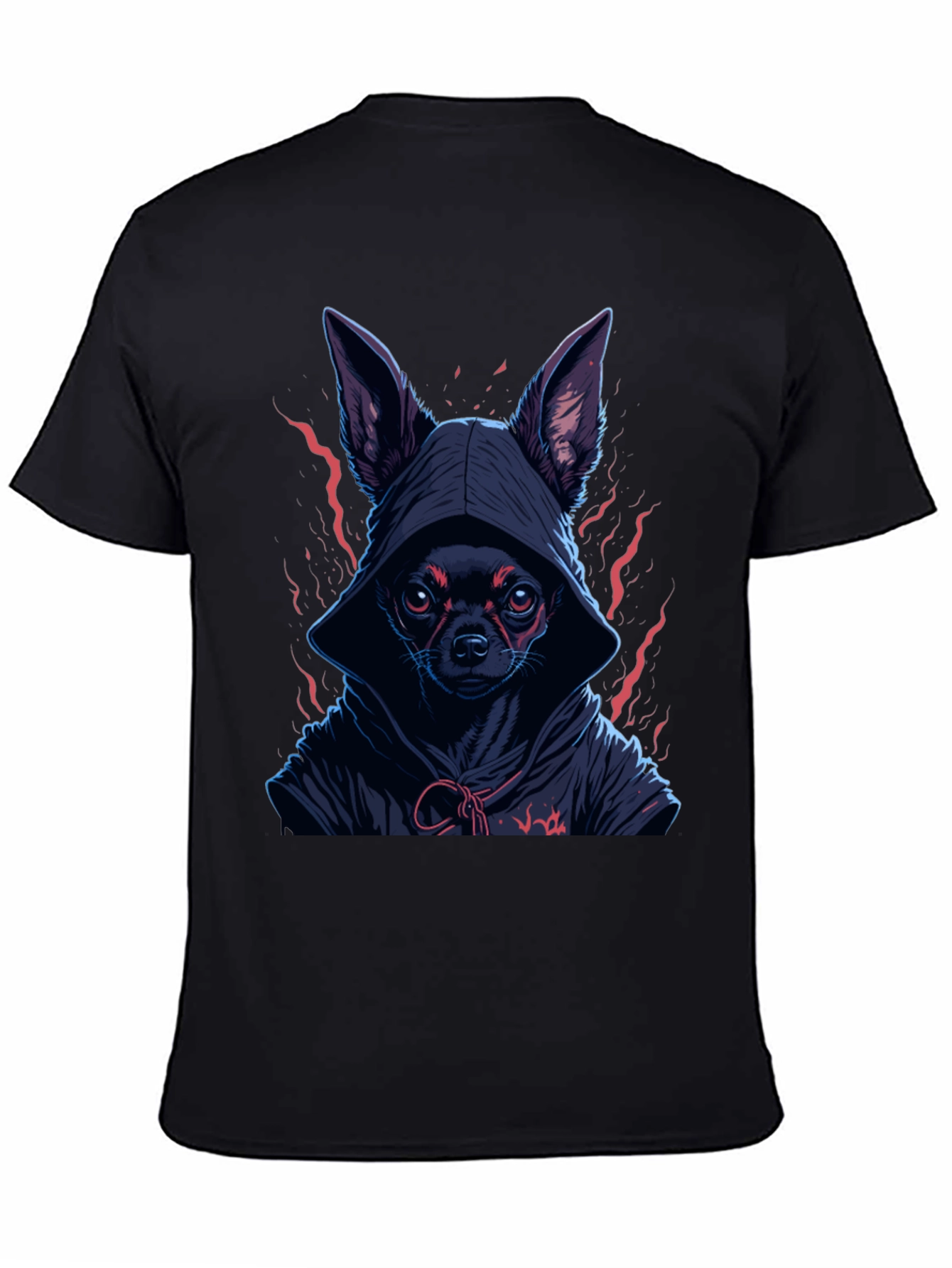 Black Hooded Chihuahua Graphic Tee view 4