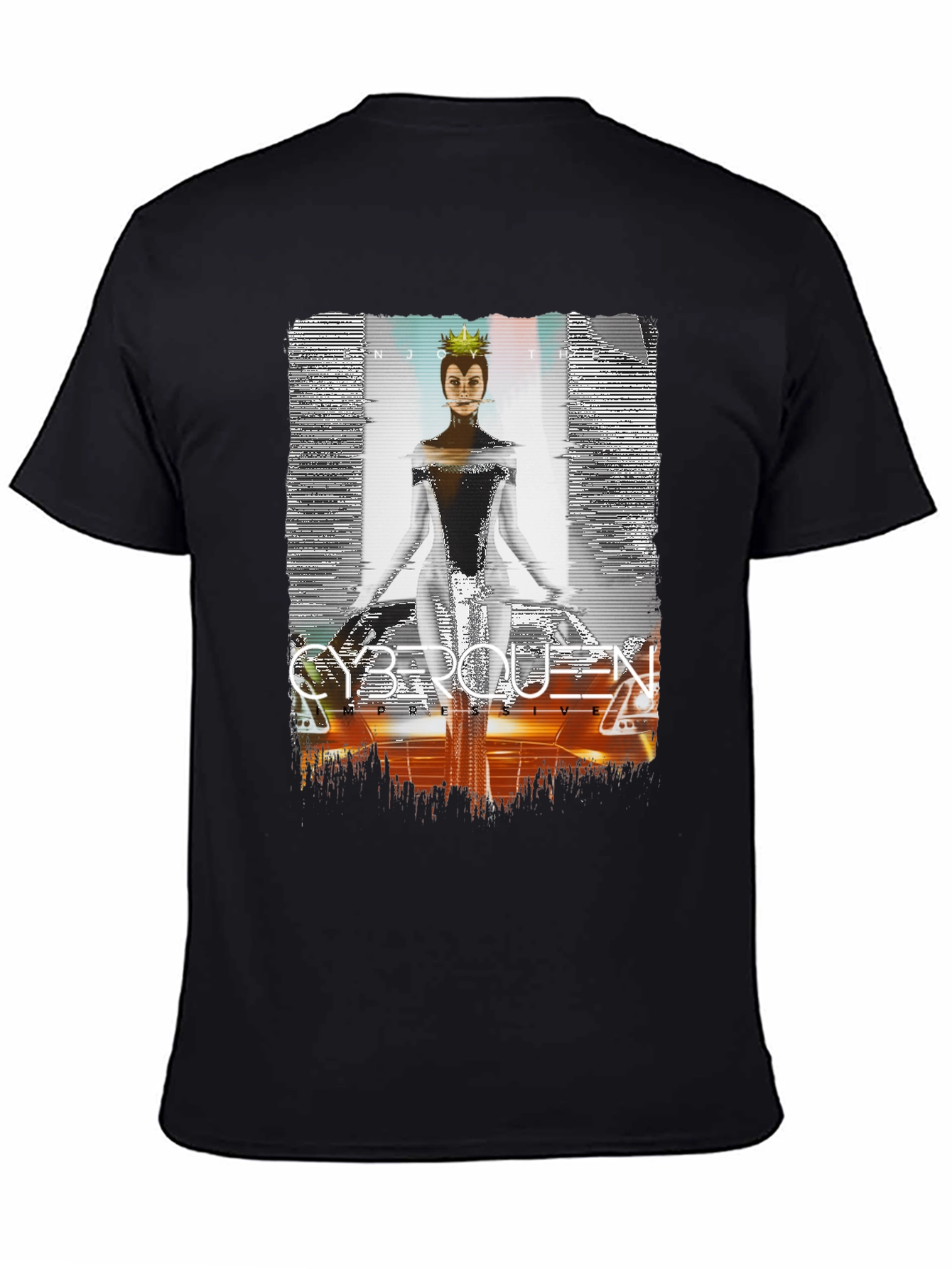 Black Cyberqueen Graphic T-Shirt - Modern Streetwear view 4