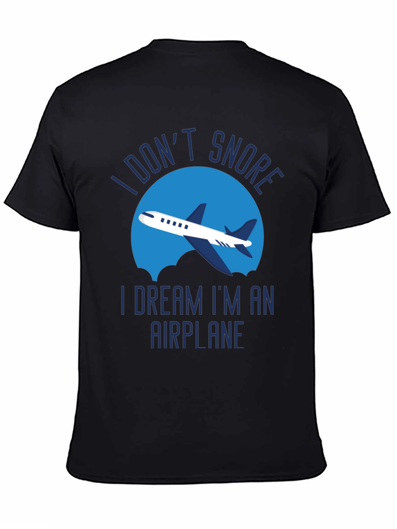 Black Funny Snoring Airplane T-Shirt view 4