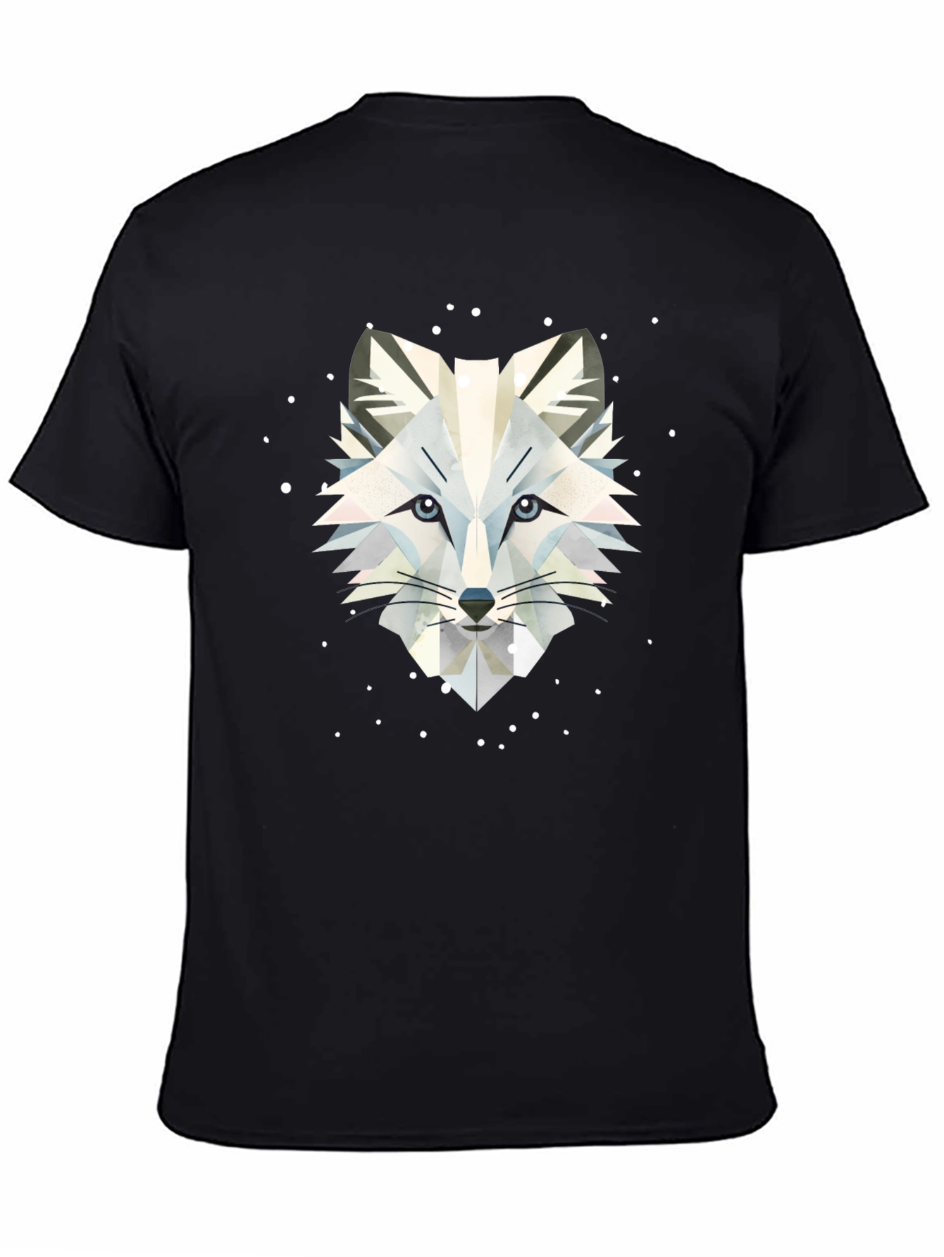Black Geometric Arctic Fox Graphic Tee - Stylish Black T-Shirt view 4
