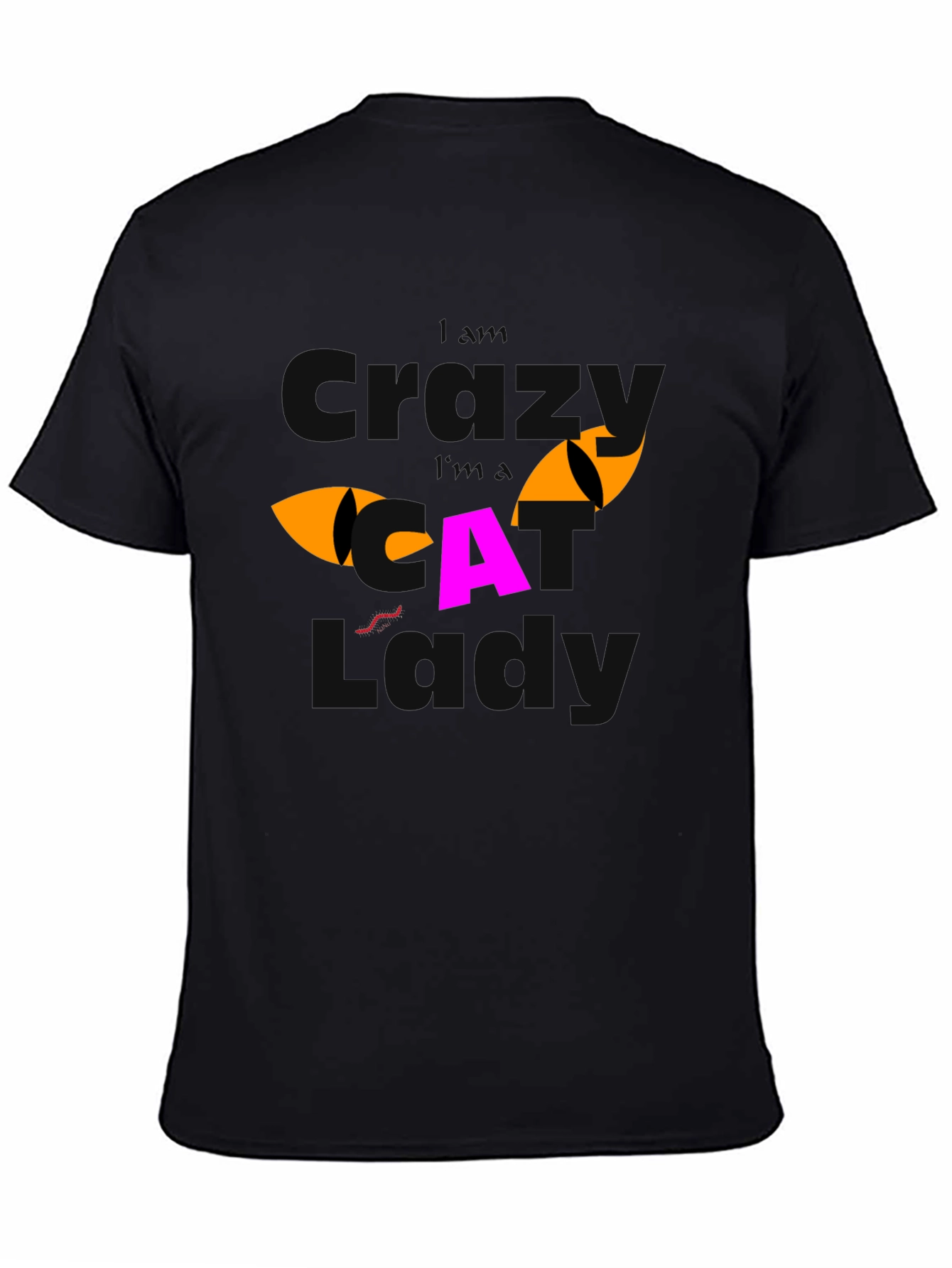 Black Crazy Cat Lover Graphic T-Shirt view 4