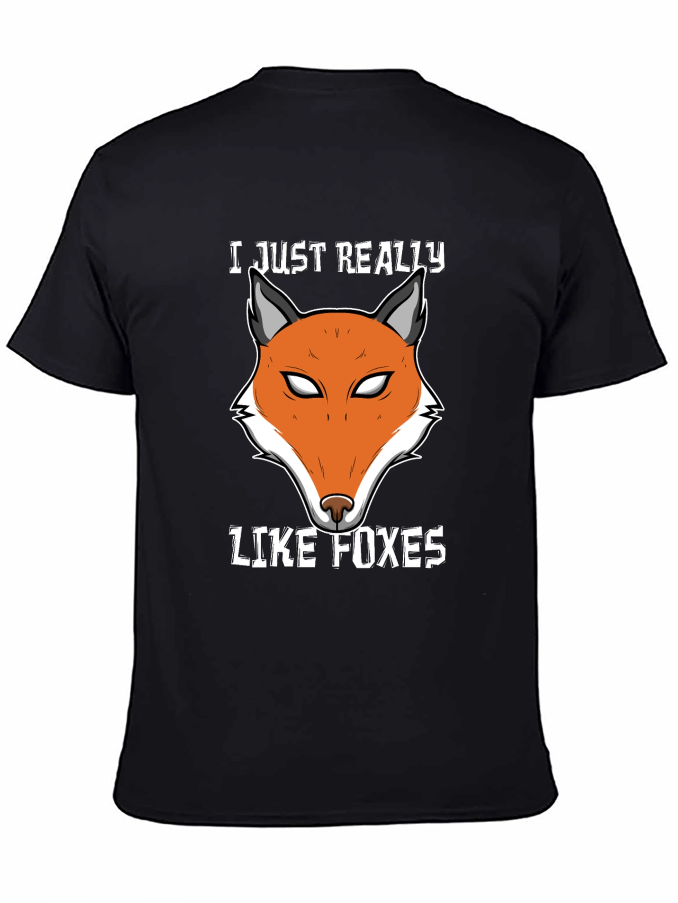 Black Fox Lover T-Shirt | Cute Fox Face Design view 4