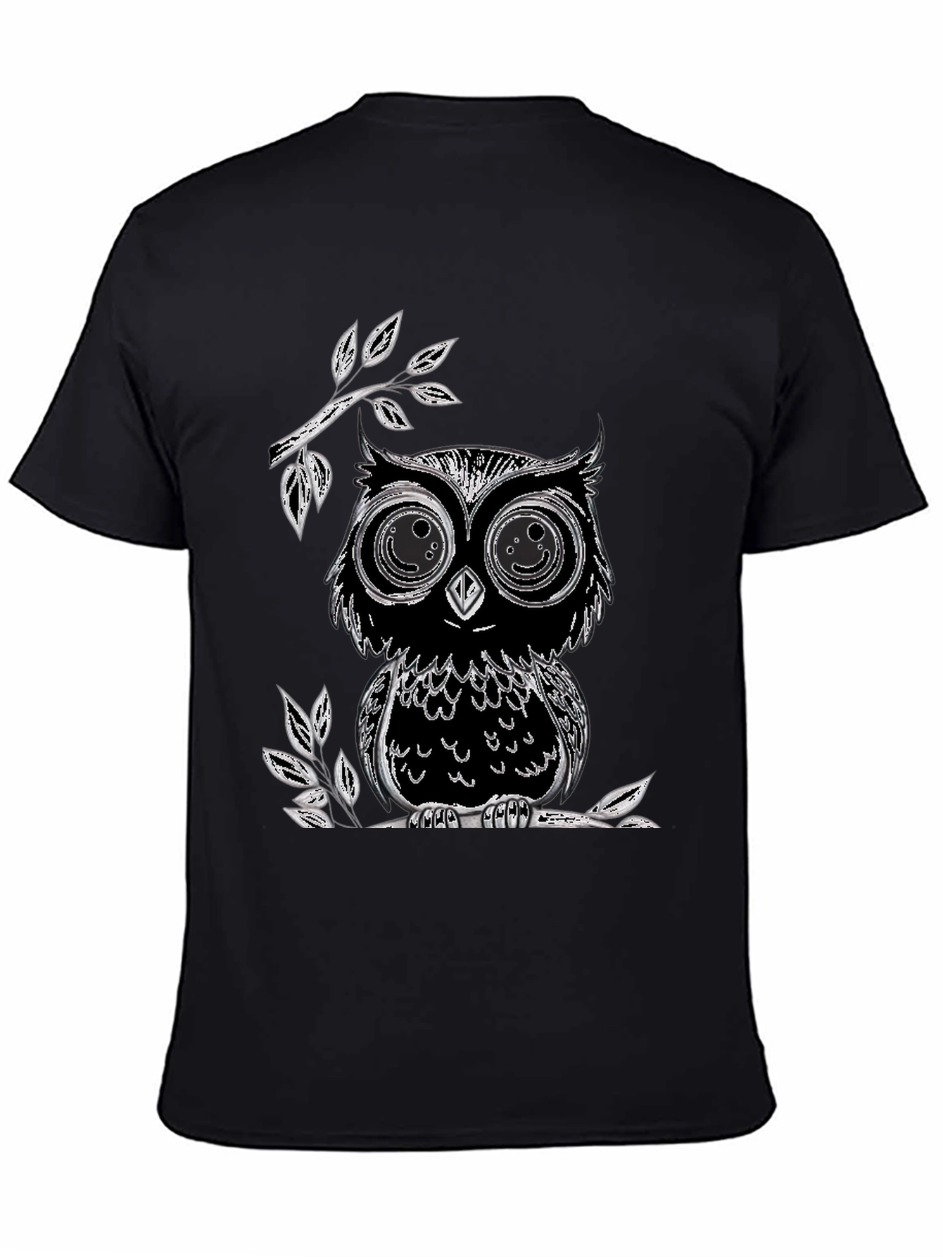 Black Owl Graphic T-Shirt - Soft Cotton Blend, Black view 4