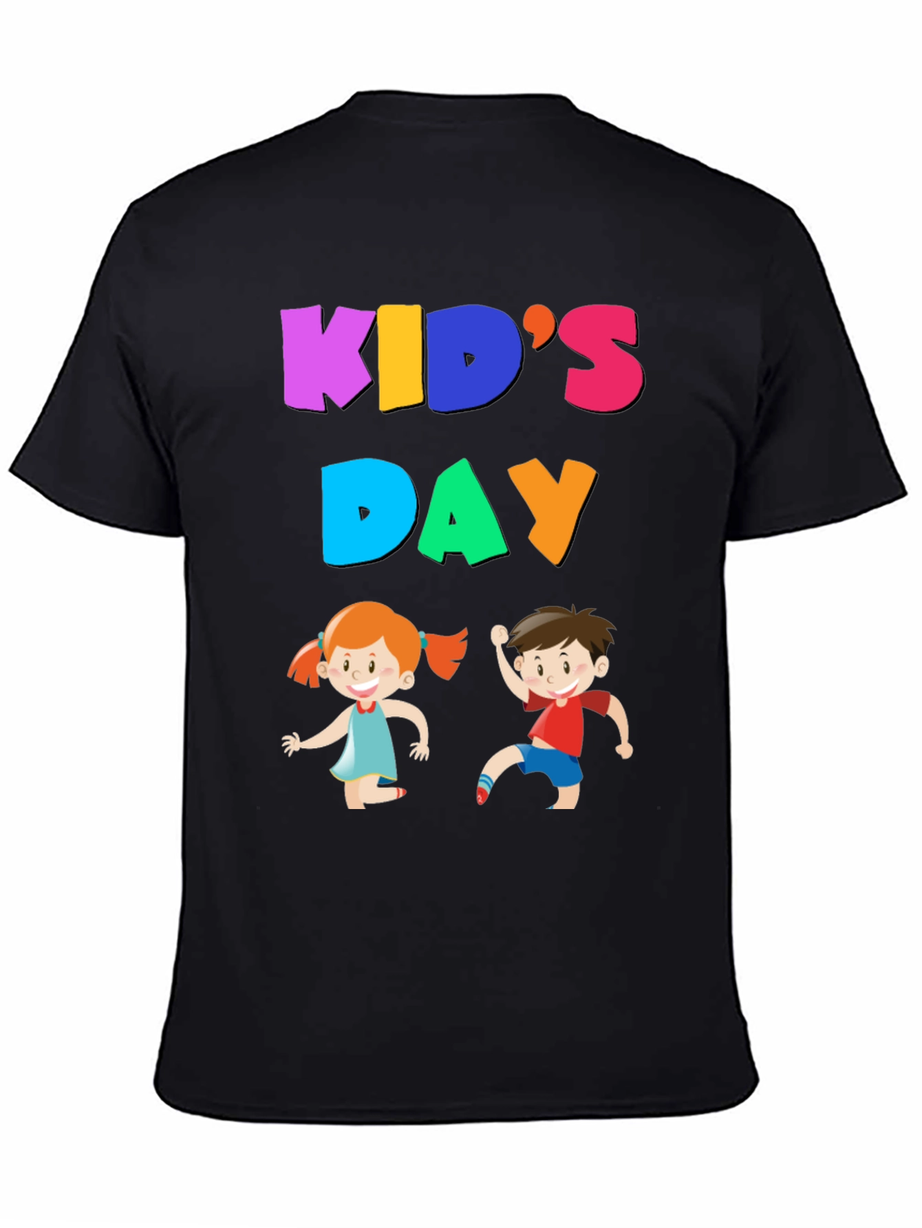 Black Colorful Kid's Day T-Shirt view 4