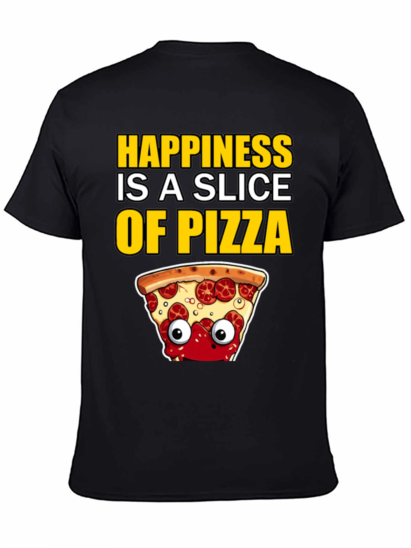 Black Happiness Pizza Slice T-Shirt view 4