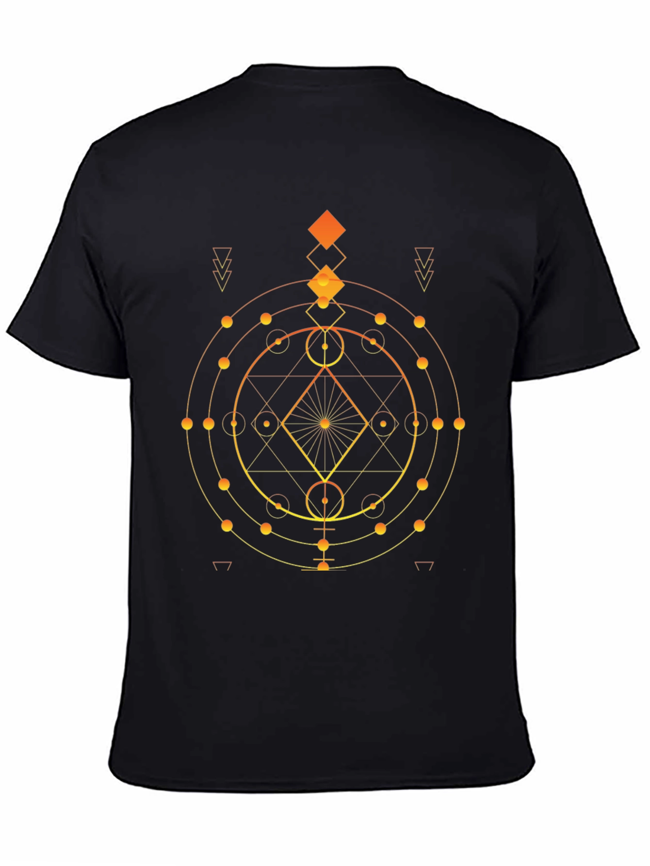 Black Geometric Design Black T-Shirt view 4