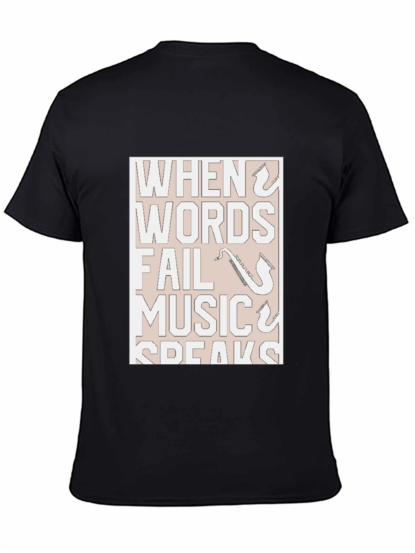 Black Music Speaks T-Shirt - Black Graphic Tee view 4
