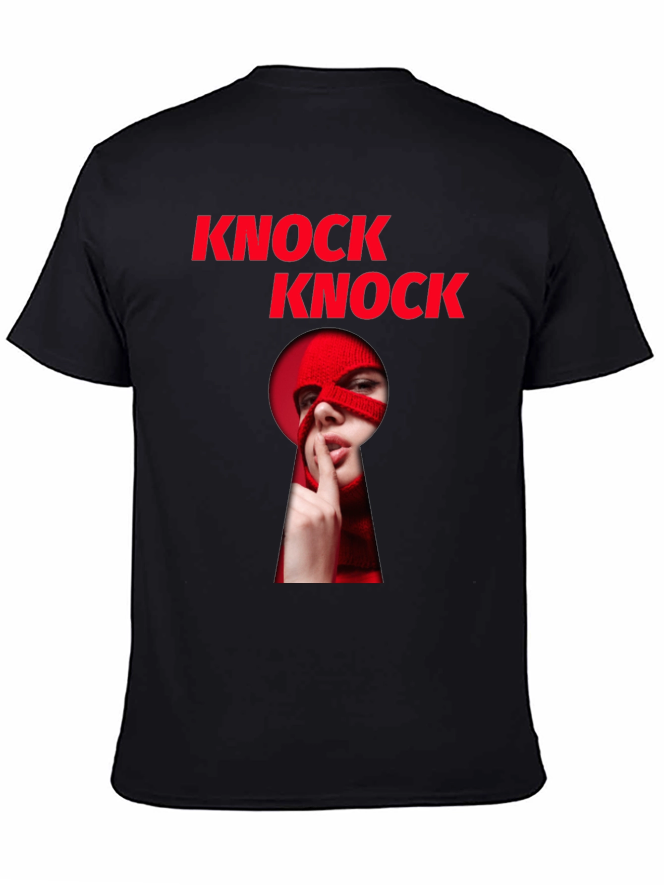 Black Knock Knock Graphic T-Shirt - Intrigue & Style view 4