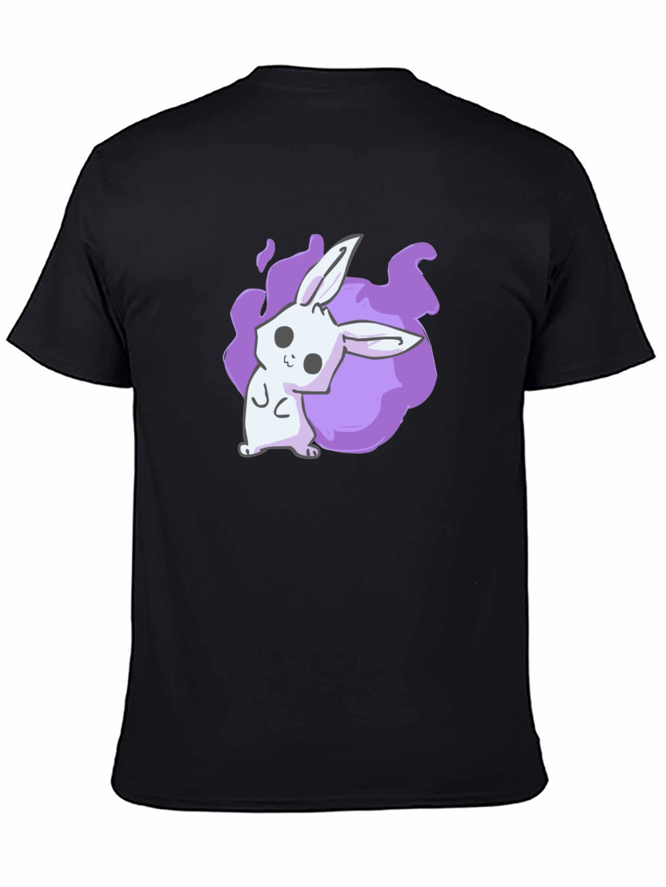 Black Cute Anime Bunny Graphic Black T-Shirt view 4