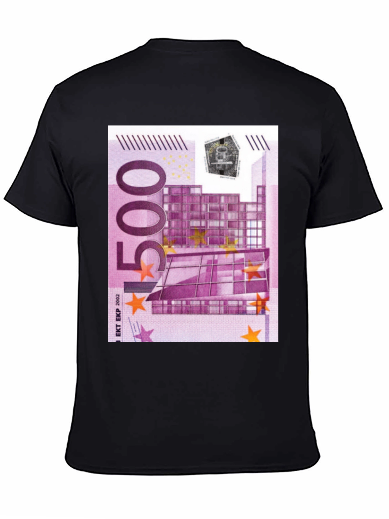 Black 500 Euro Note Graphic Print Black T-Shirt view 4