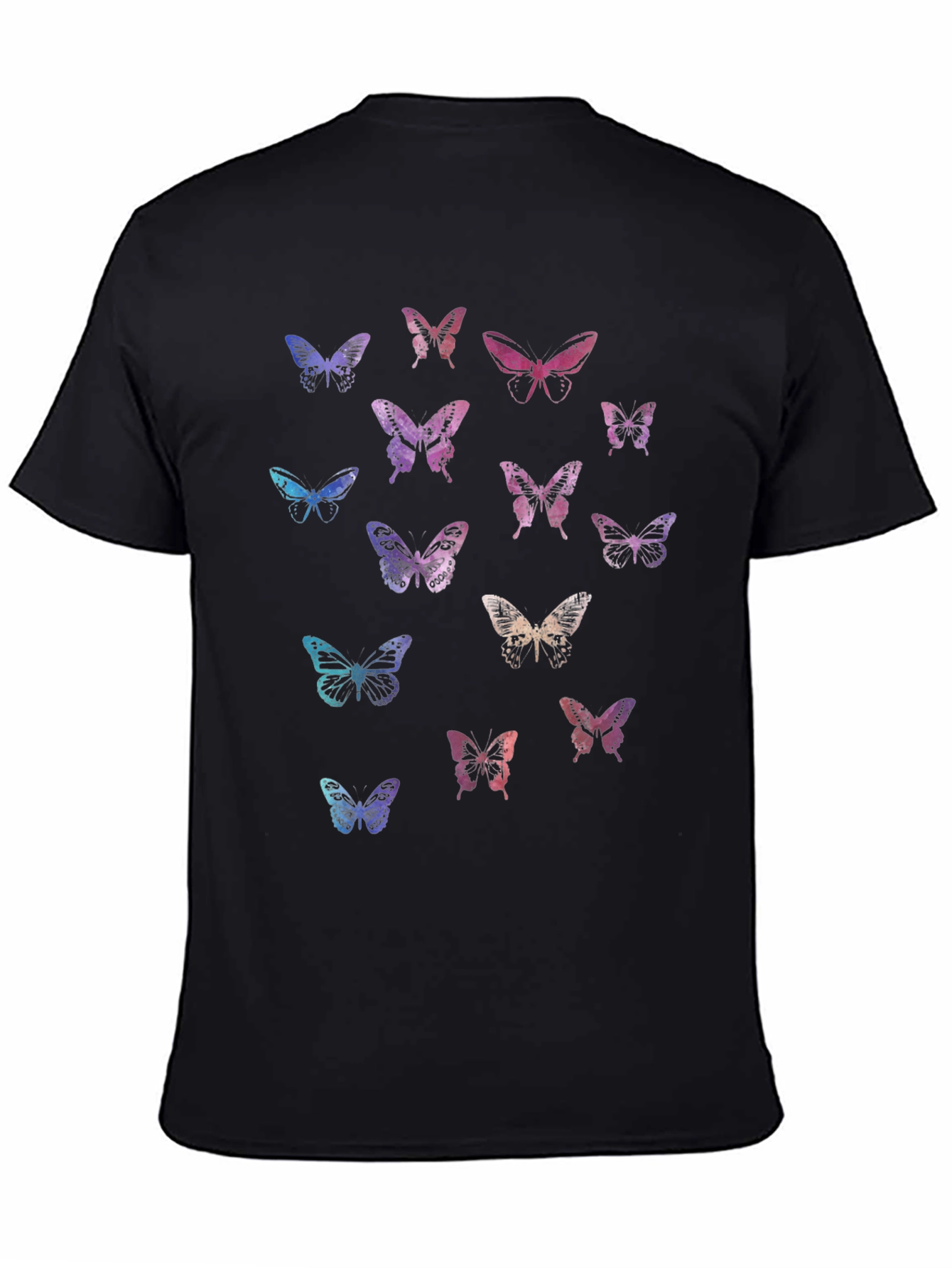 Black Butterfly Print Black Tee - Unisex view 4