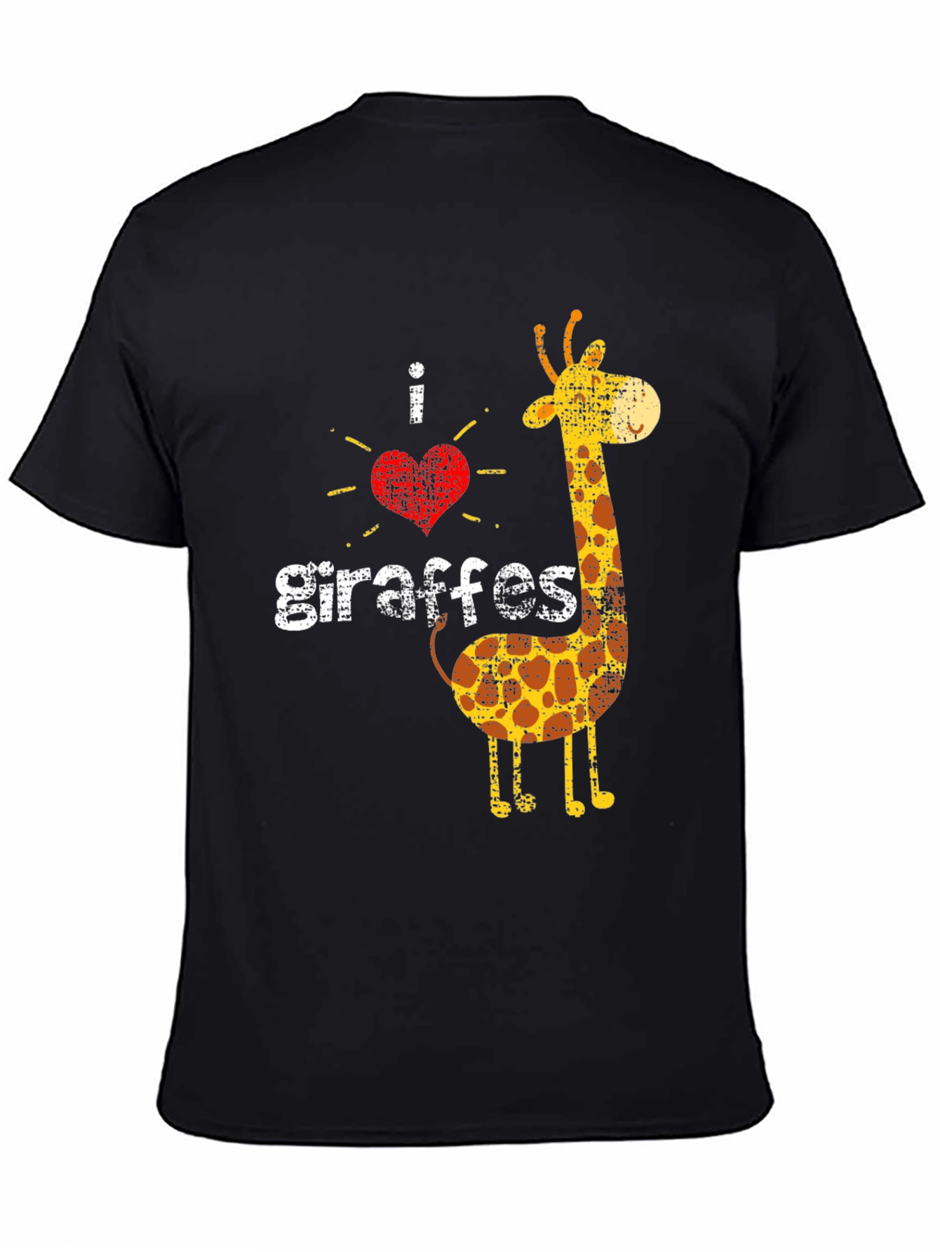 Black I Love Giraffes Graphic Tee - Unisex Black T-Shirt view 4