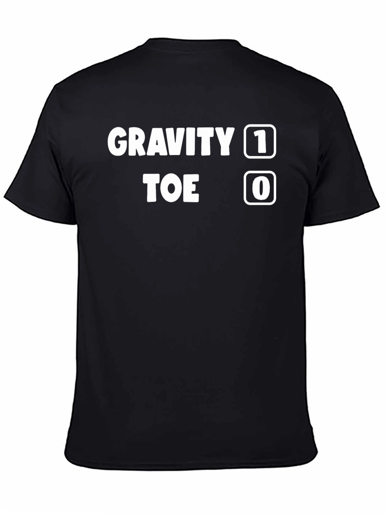 Black Gravity 1 Toe 0 Funny Graphic Tee - Casual Style view 4