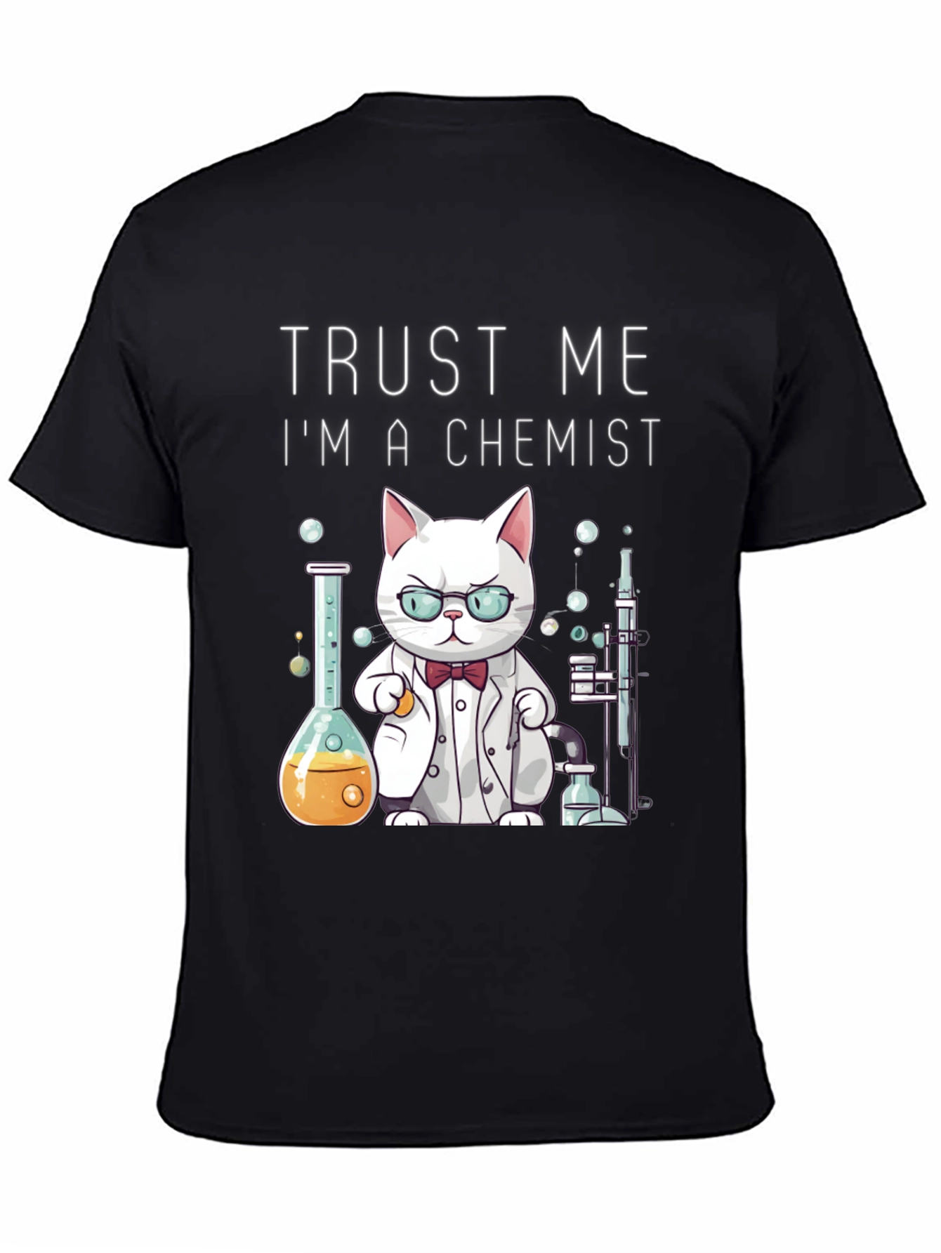 Black Trust Me I'm a Chemist Cat T-Shirt view 4