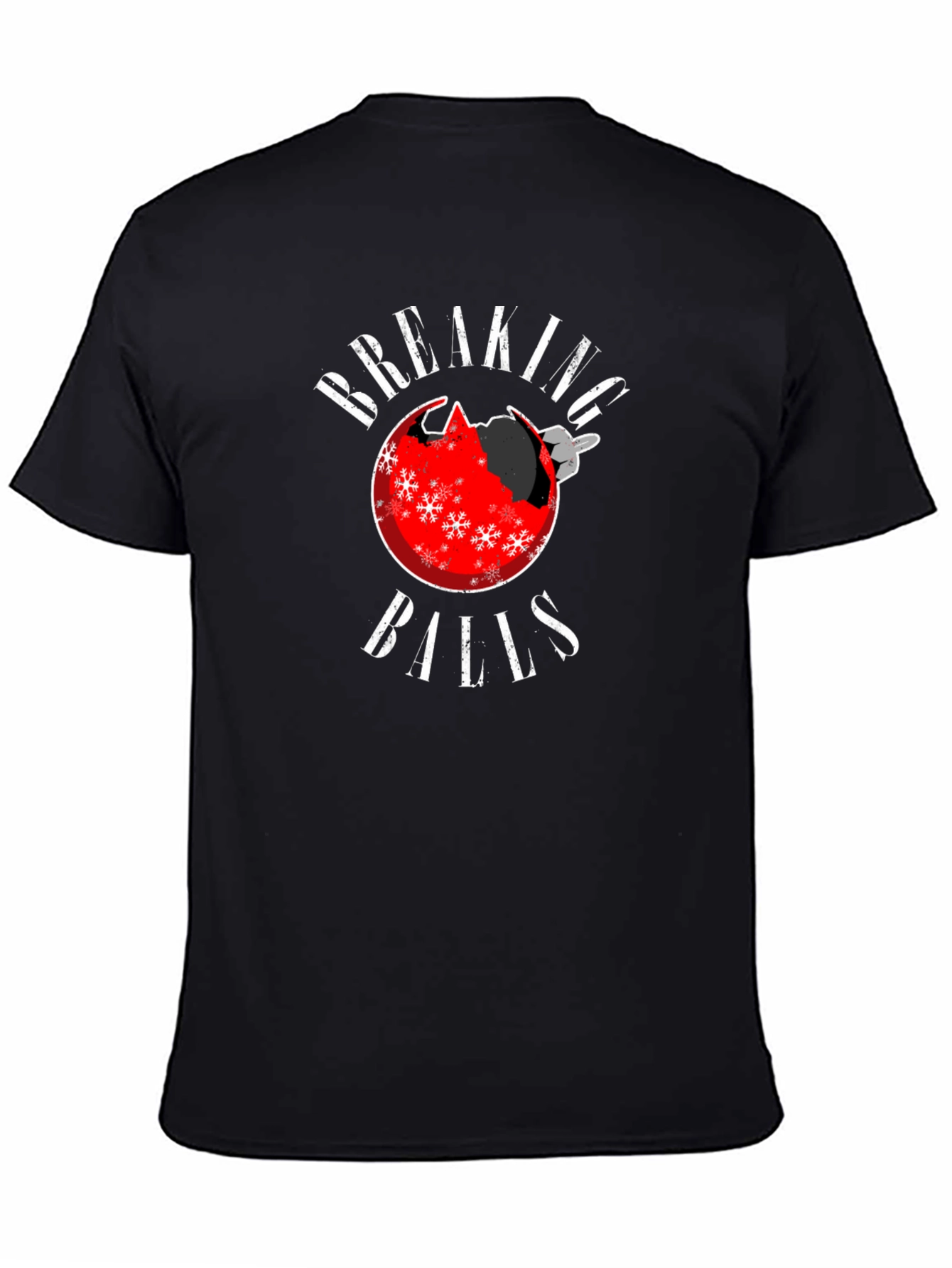 Black Breaking Balls Christmas Ornament Humor T-Shirt view 4