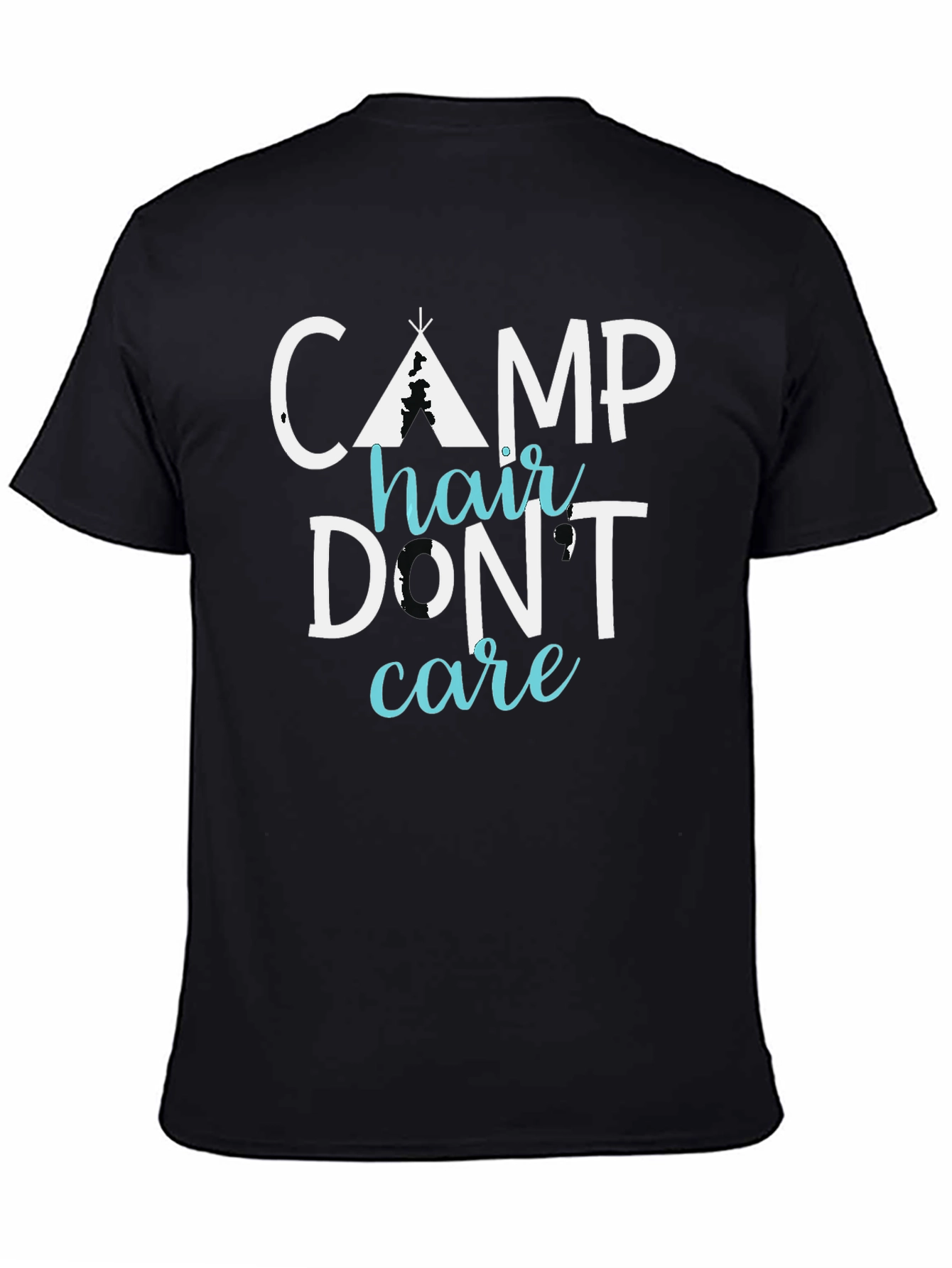 Black Camp Hair Don't Care Tee - Funny Camping Shirt view 4