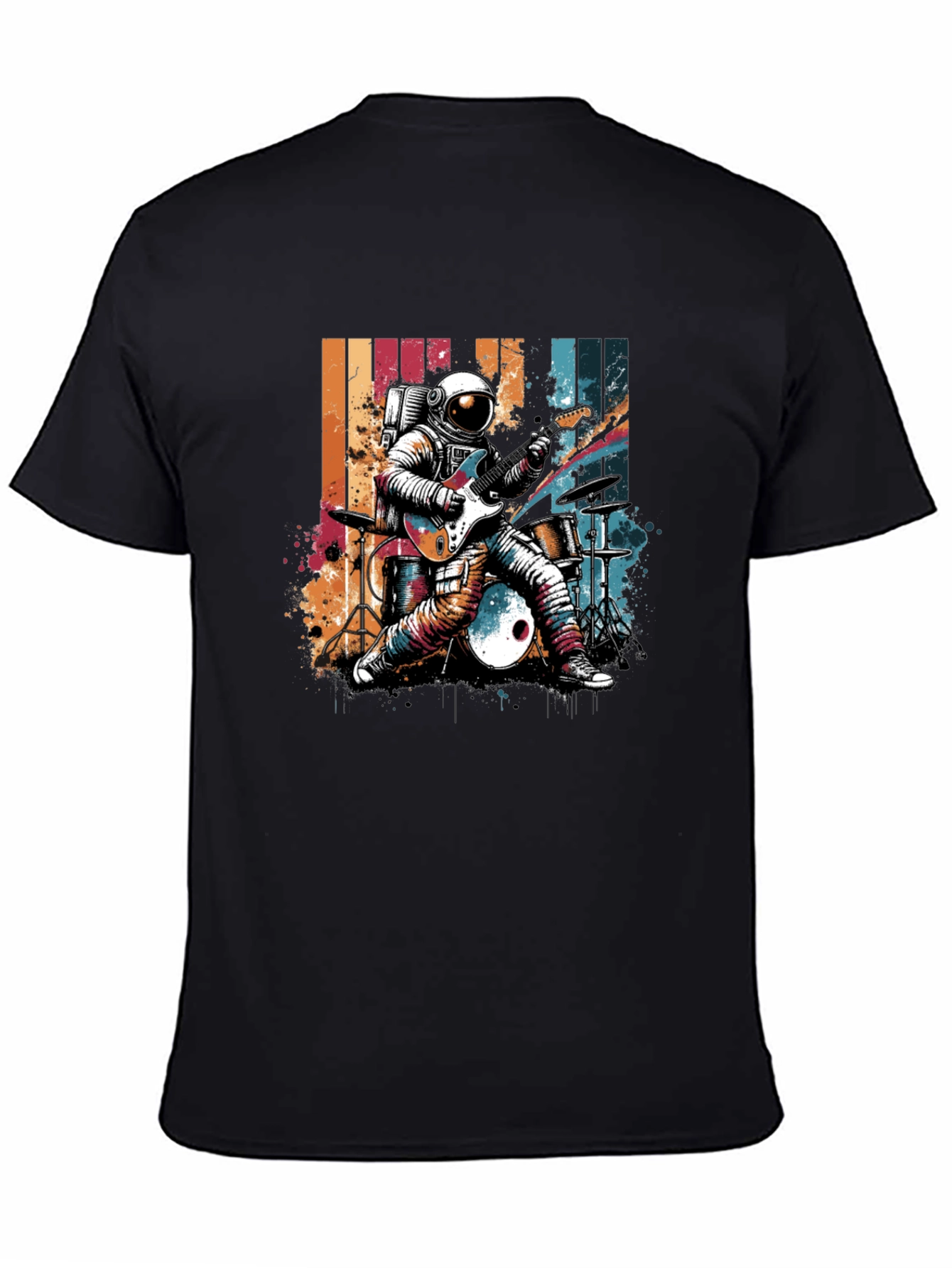 Black Astronaut Guitarist T-Shirt view 4