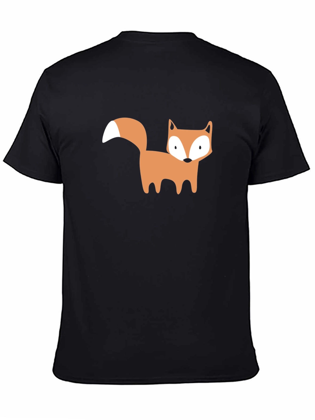Black Cute Fox Graphic Black T-Shirt view 4