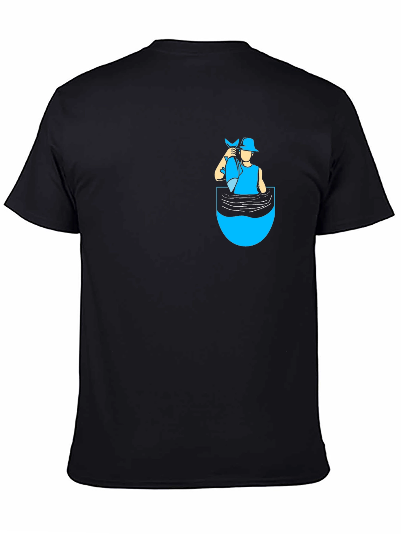 Black Fisherman Pocket T-Shirt - Novelty Graphic Tee view 4