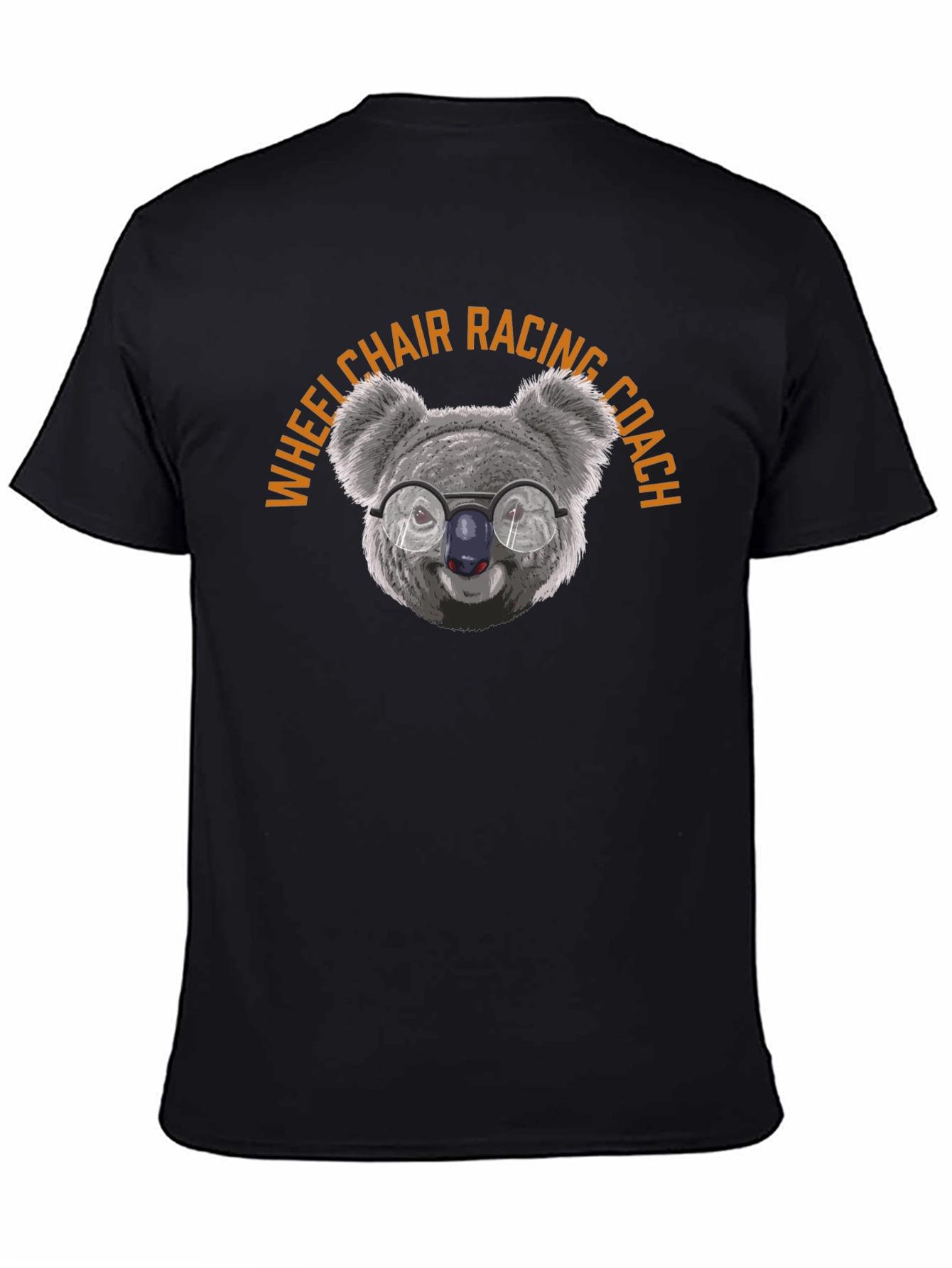 Black Wheelchair Racing Coach Koala Graphic Tee view 4