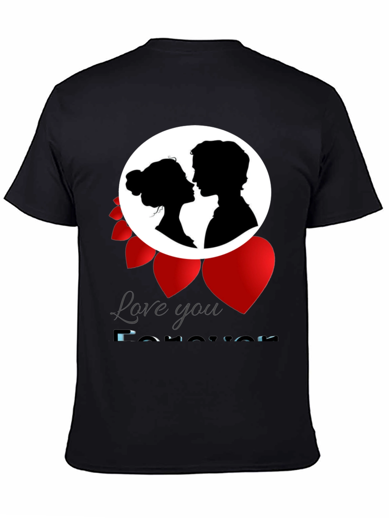 Black Love You Forever T-Shirt Romance Valentine's Gift view 4