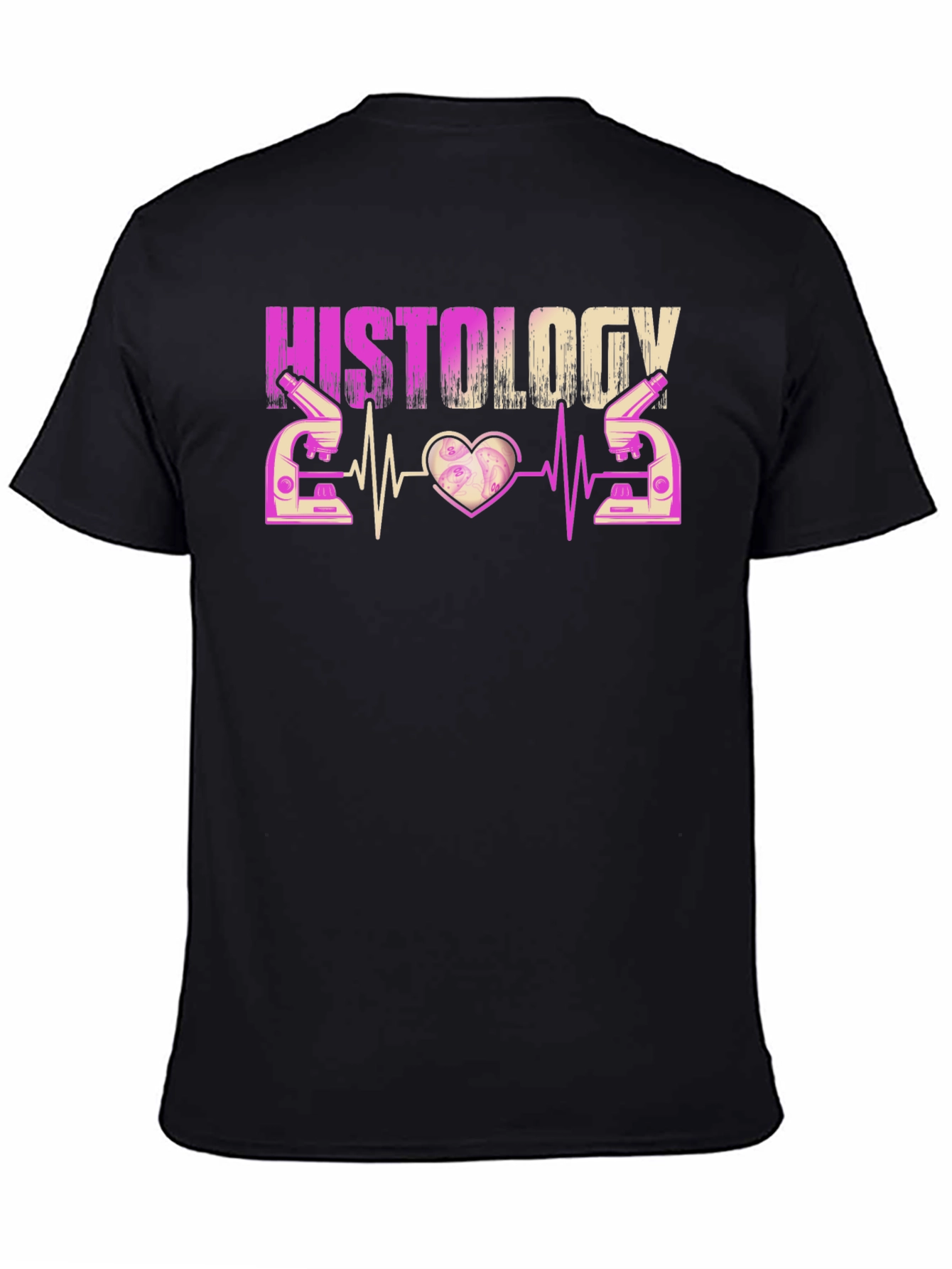 Black Histology Heartbeat Microscope T-Shirt view 4