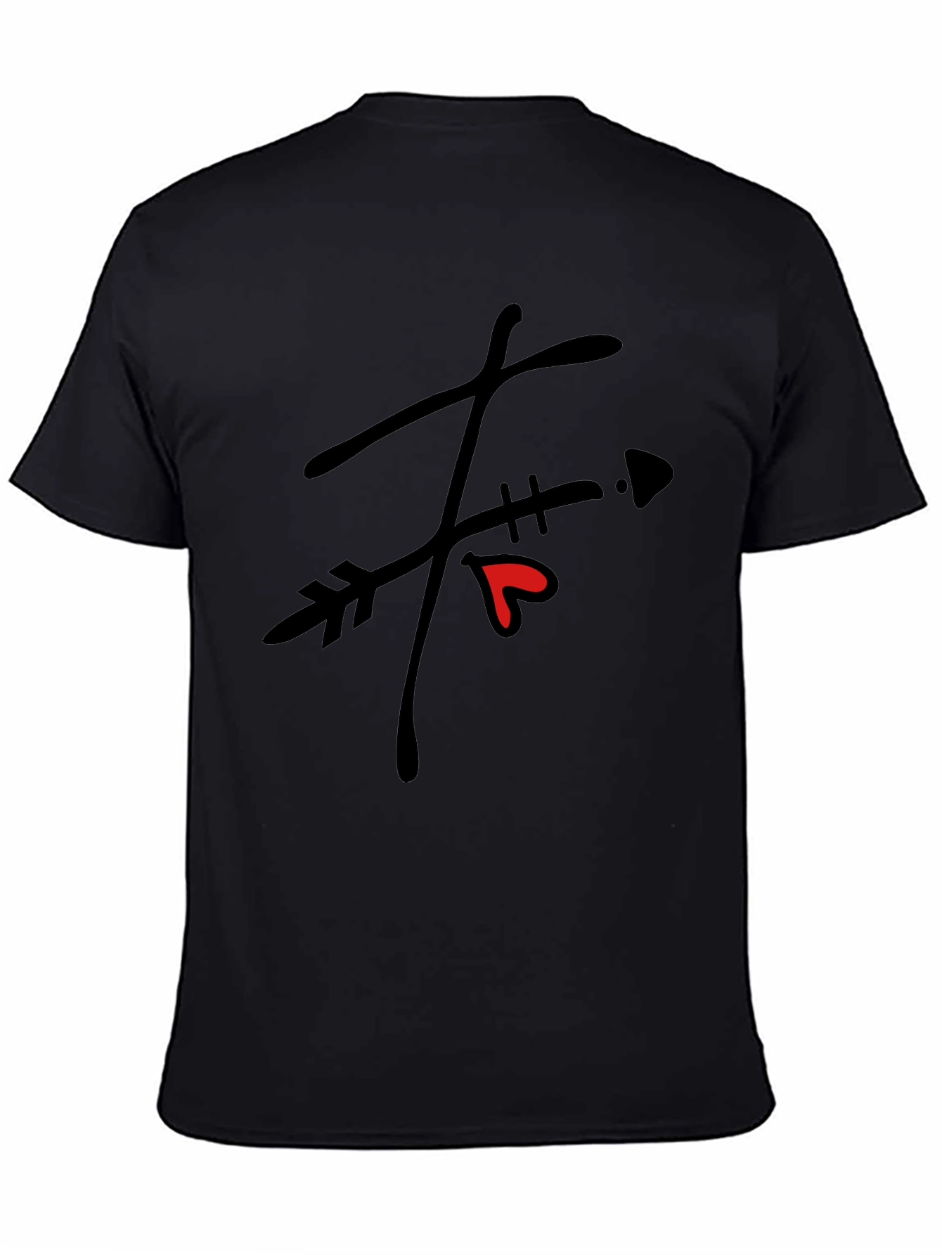 Black Arrow Heart Graphic Black T-Shirt view 4