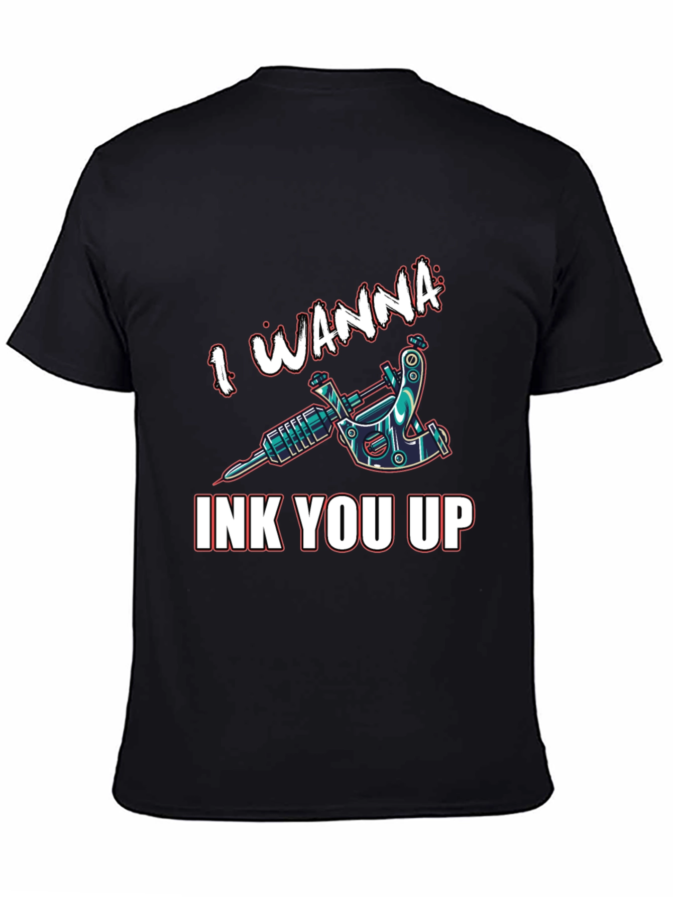 Black I Wanna Ink You Up Tattoo T-Shirt - Black Cotton view 4