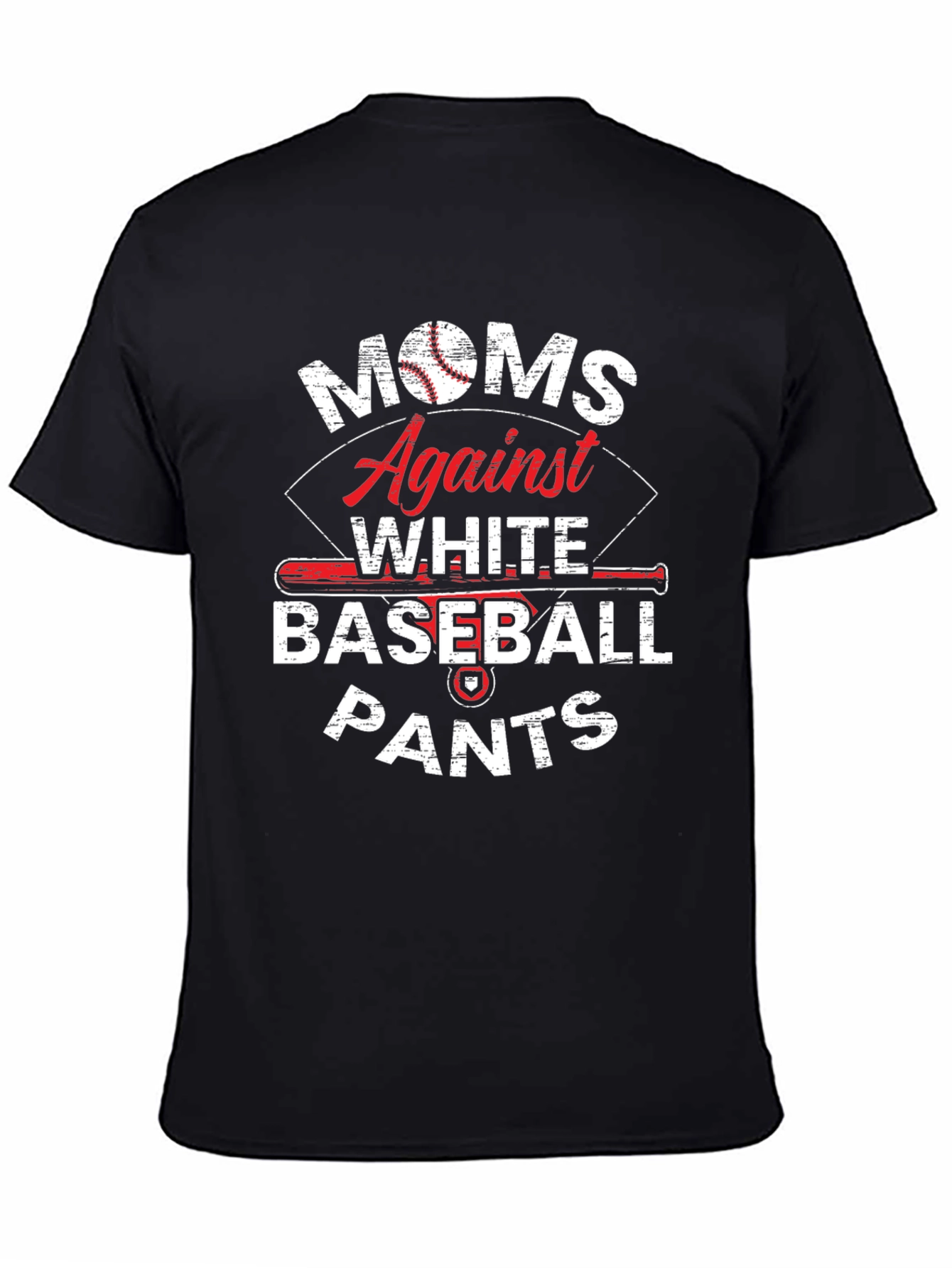 Black Moms Against White Baseball Pants T-Shirt view 4