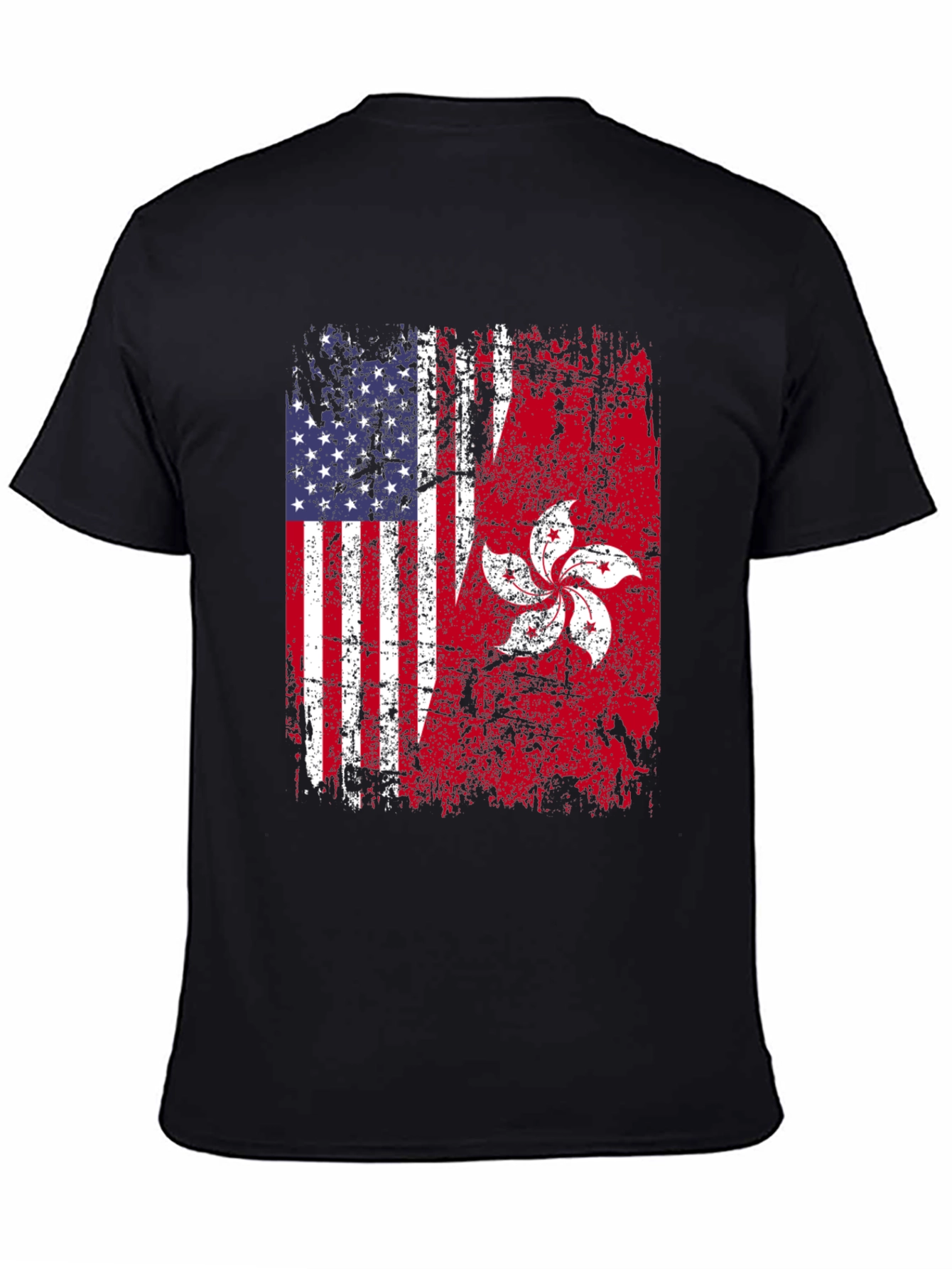 Black USA Hong Kong Flag Graphic Tee view 4