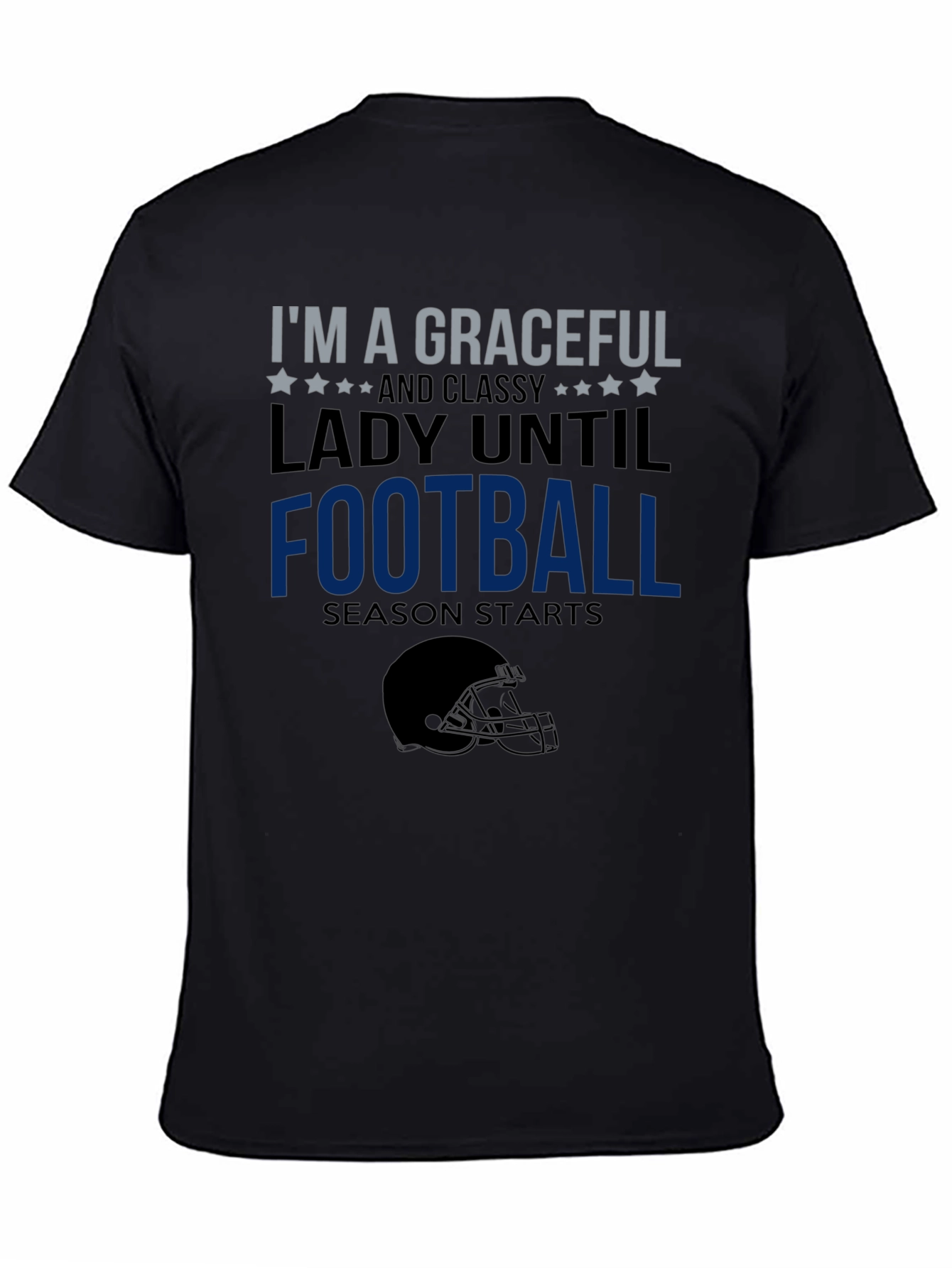 Black Graceful Lady Football Season T-Shirt view 4