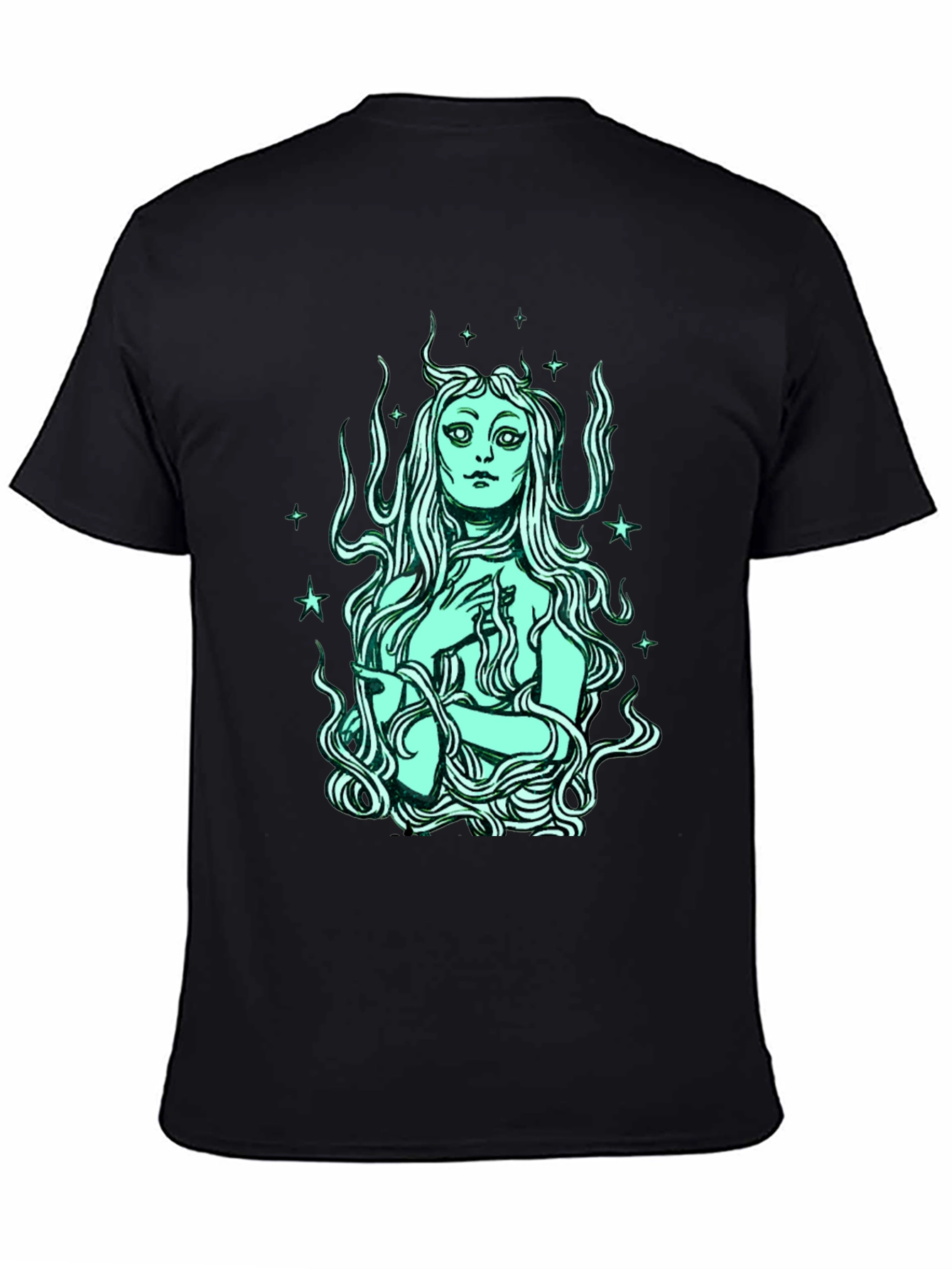 Black Mystic Mermaid Graphic Tee - Black Cotton Blend view 4
